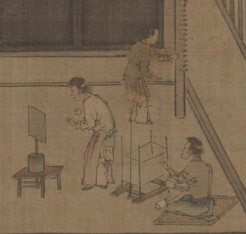 Figure 5: Spooling the silk from Sericulture (The Process of Making Silk) (耕織圖), early 1200s. Attributed to Liang Kai 