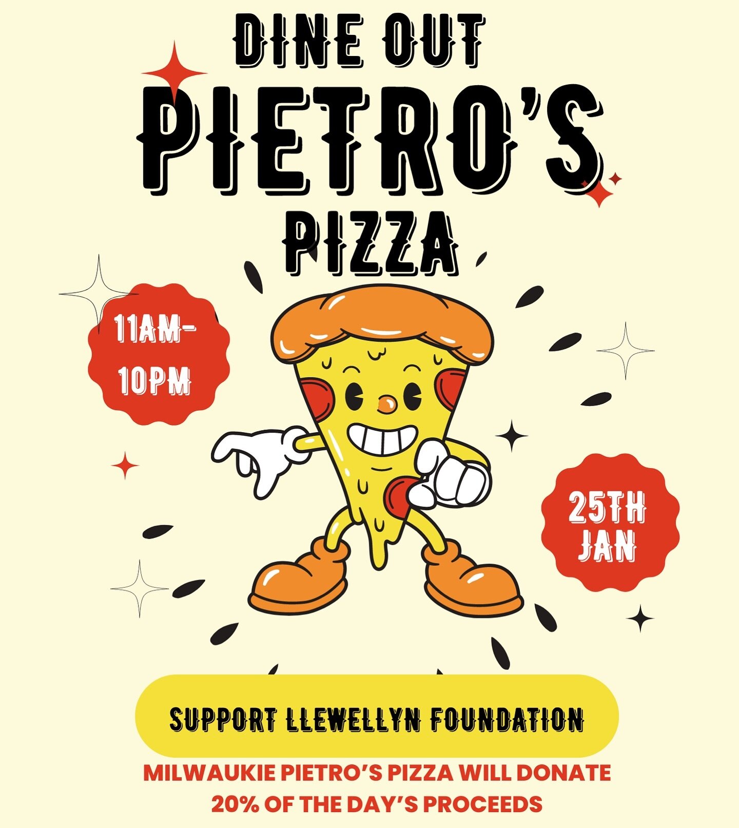 Gather your classmates and party at Pietro&rsquo;s Pizza this Thursday, January 25th. Don&rsquo;t forget to leave time for arcade games! Pietro&rsquo;s will be donating 20% of the days sales to your Llewellyn Foundation to help provide additional edu