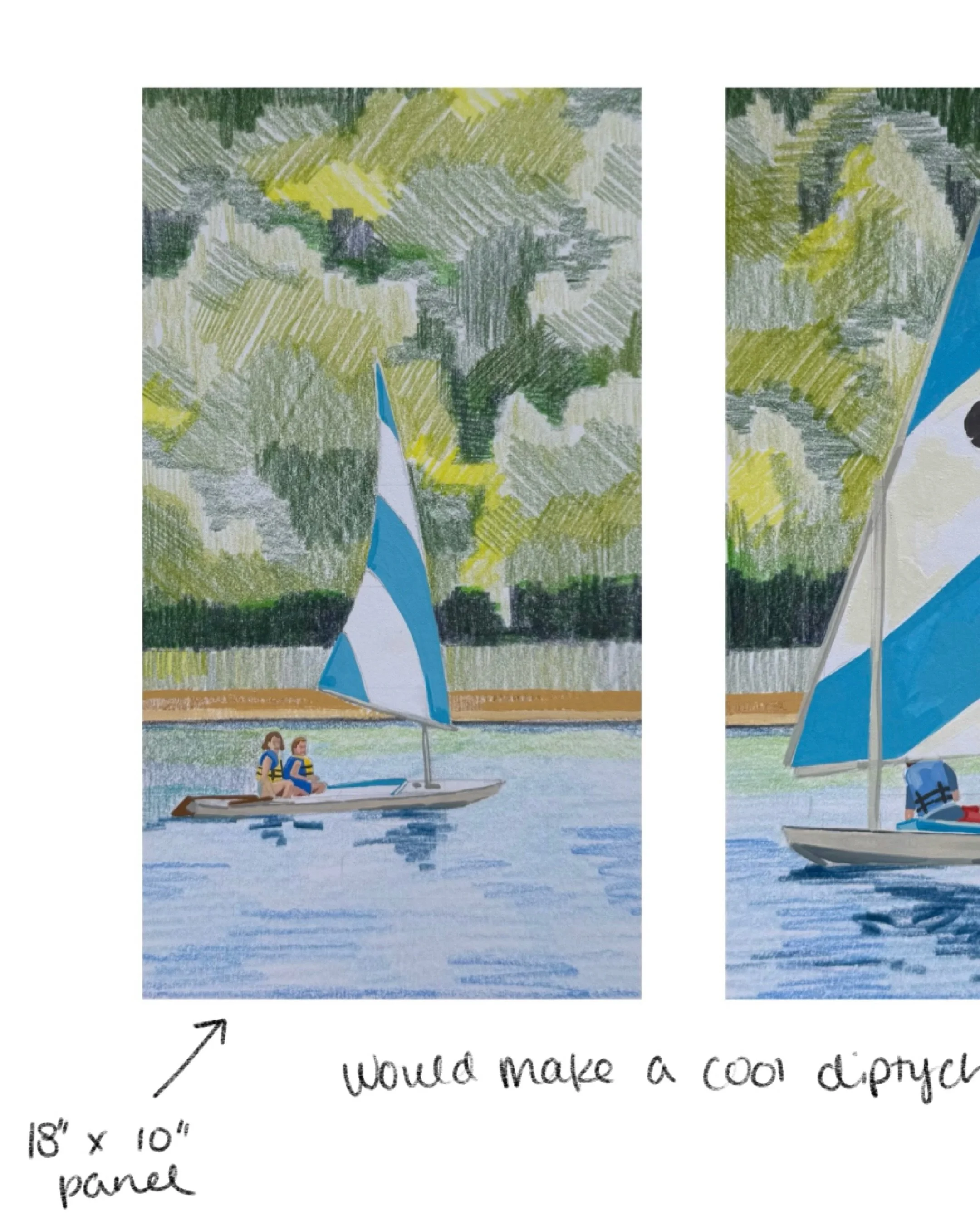 Some recent colored pencil and gouache studies! I&rsquo;m planning to scale these up in oil on wood panels&mdash;which one should I start first??