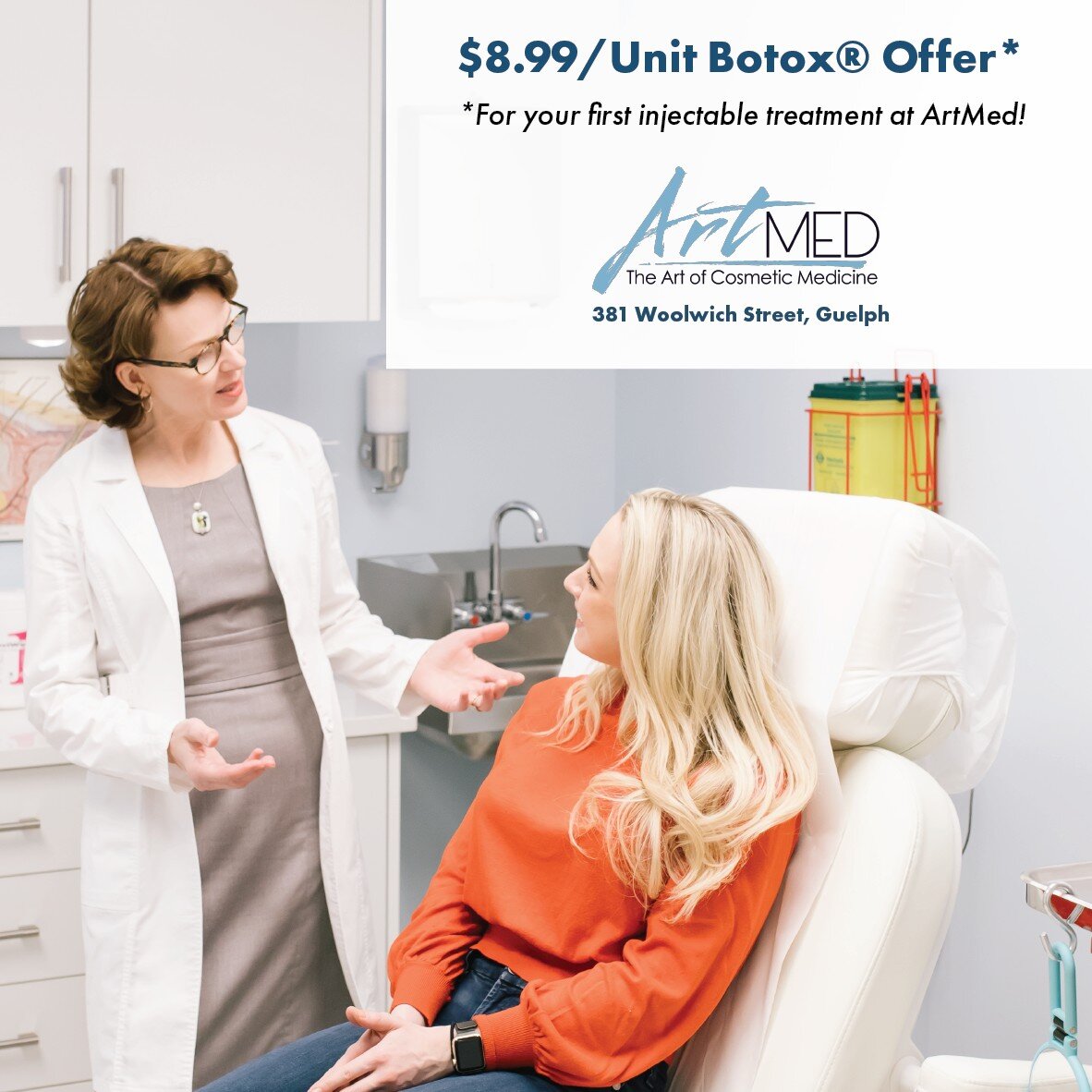 $8.99/Unit of Botox or Xeomin*

*For your first treatment at ArtMed! 

Have you been thinking about trying Botox? This sale is for you!

This offer is only for those who have never had an injectable treatment at our clinic. Only available to book unt