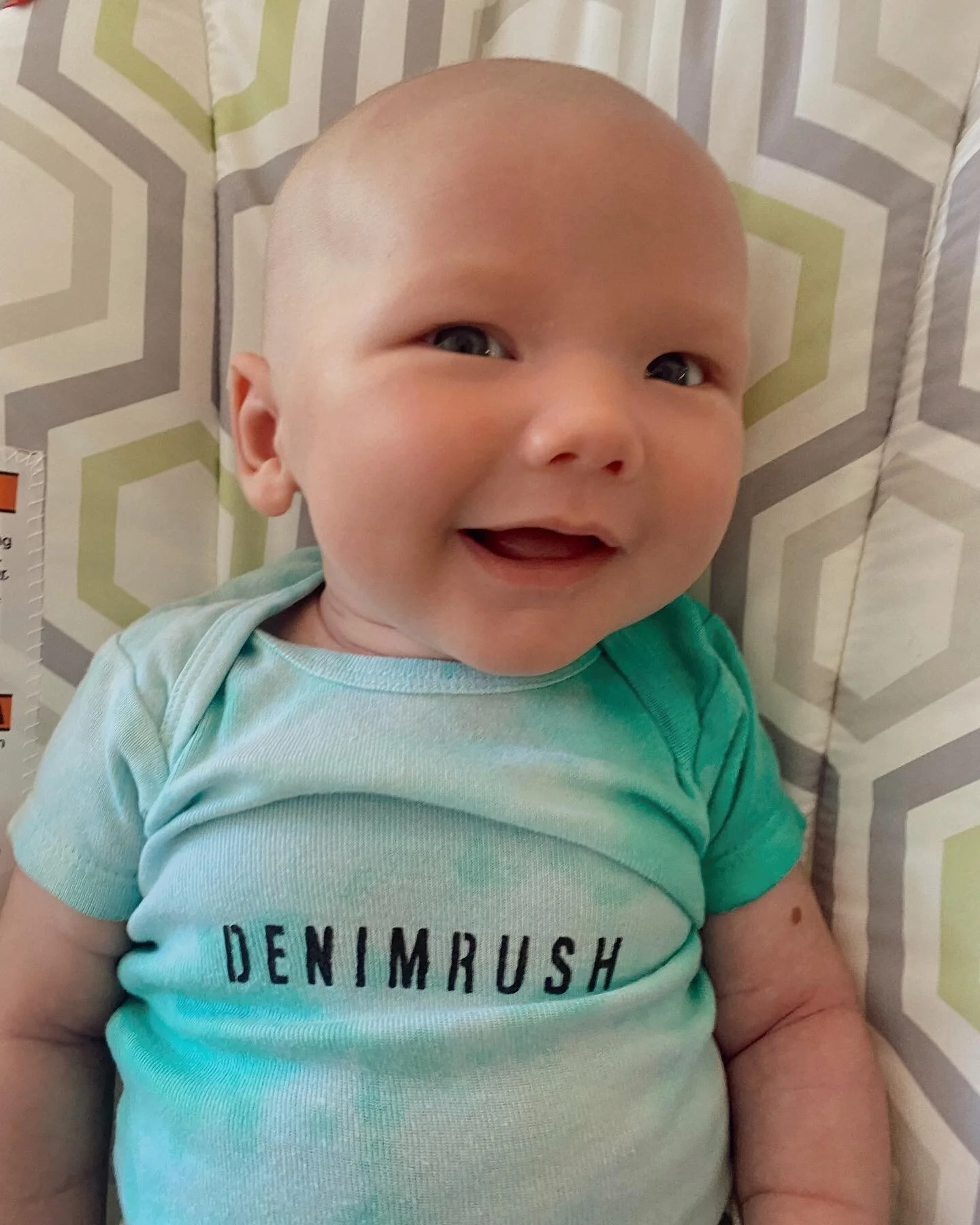 the monday content we needed to see 👶🏼❤️&zwj;🔥💙 our cutest @denimrush fan in the Blue Teal Baby Onesie &amp; Baby Pants 💖