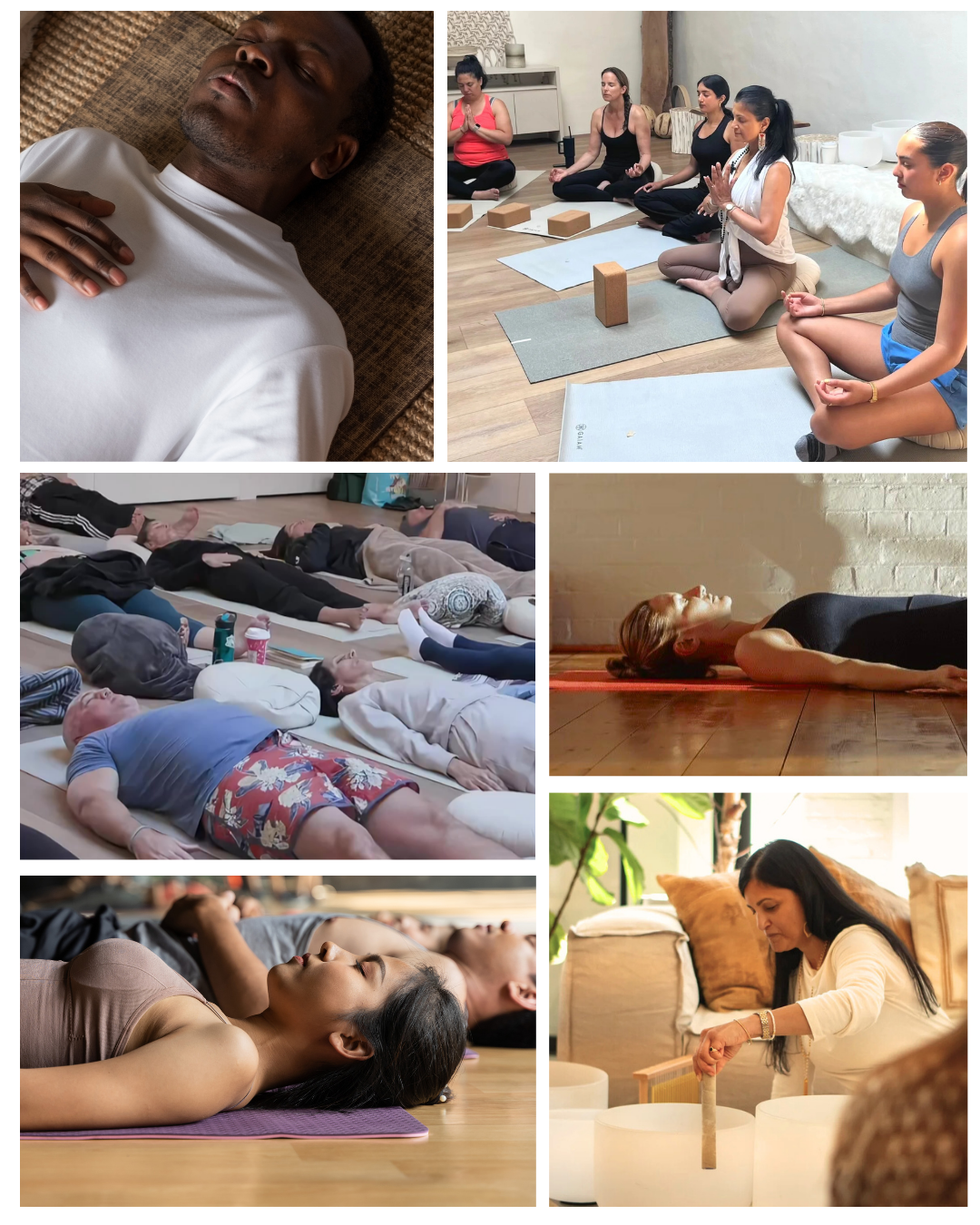 Restorative wellness experience combining meditation, sound, and gentle yoga at Loopwell