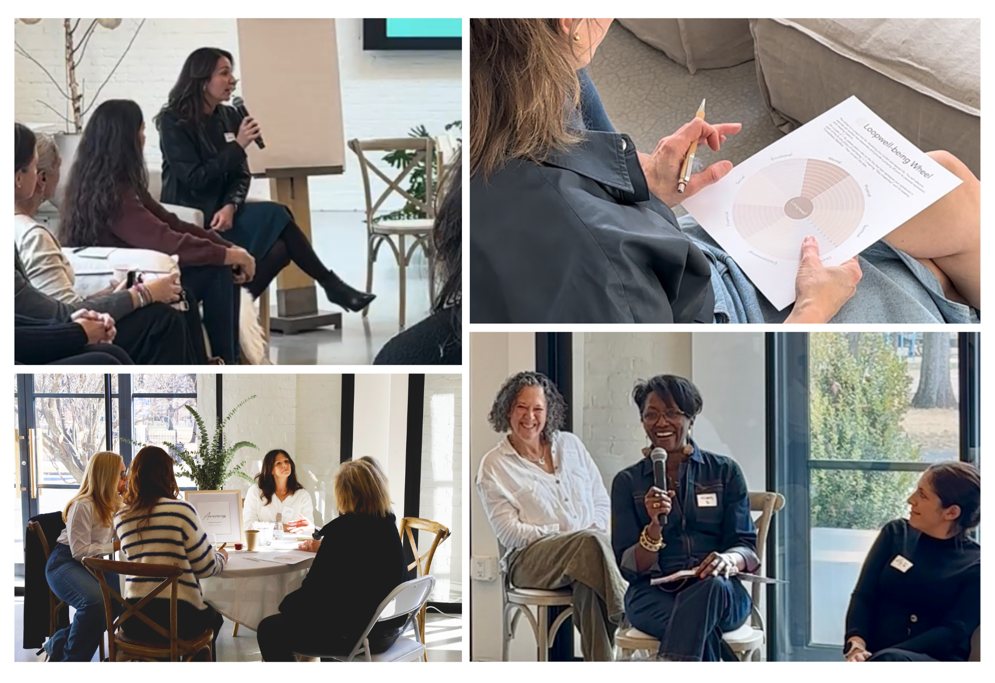 Community members gathering for Coffee & Conversation with Nicole at Loopwell in Montclair, New Jersey