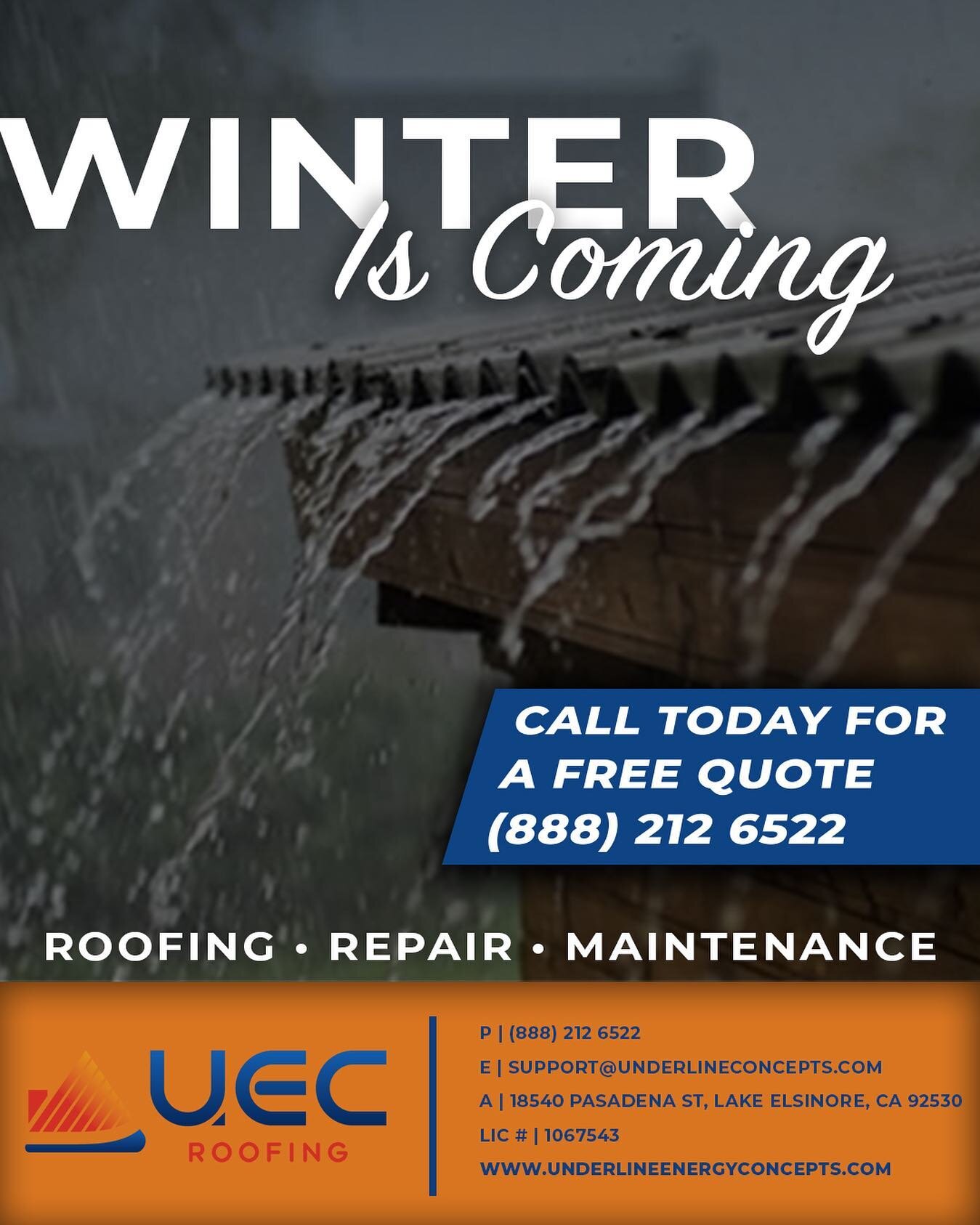 UEC Roofing | Roof Repair &amp; Maintenance is important this time of year | Call For A Quote Today! (888) 212 6522