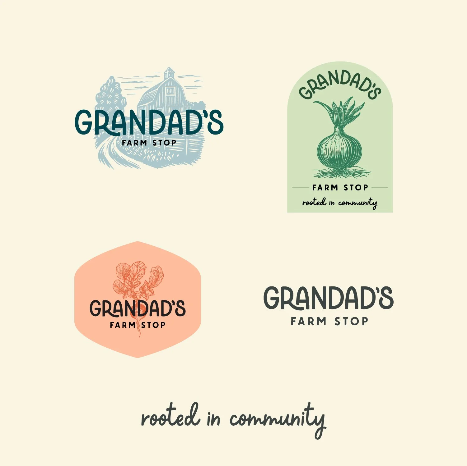 Grandad's Farm Stop Branding brand design modern rustic farming produce farm stand local produce farm to table