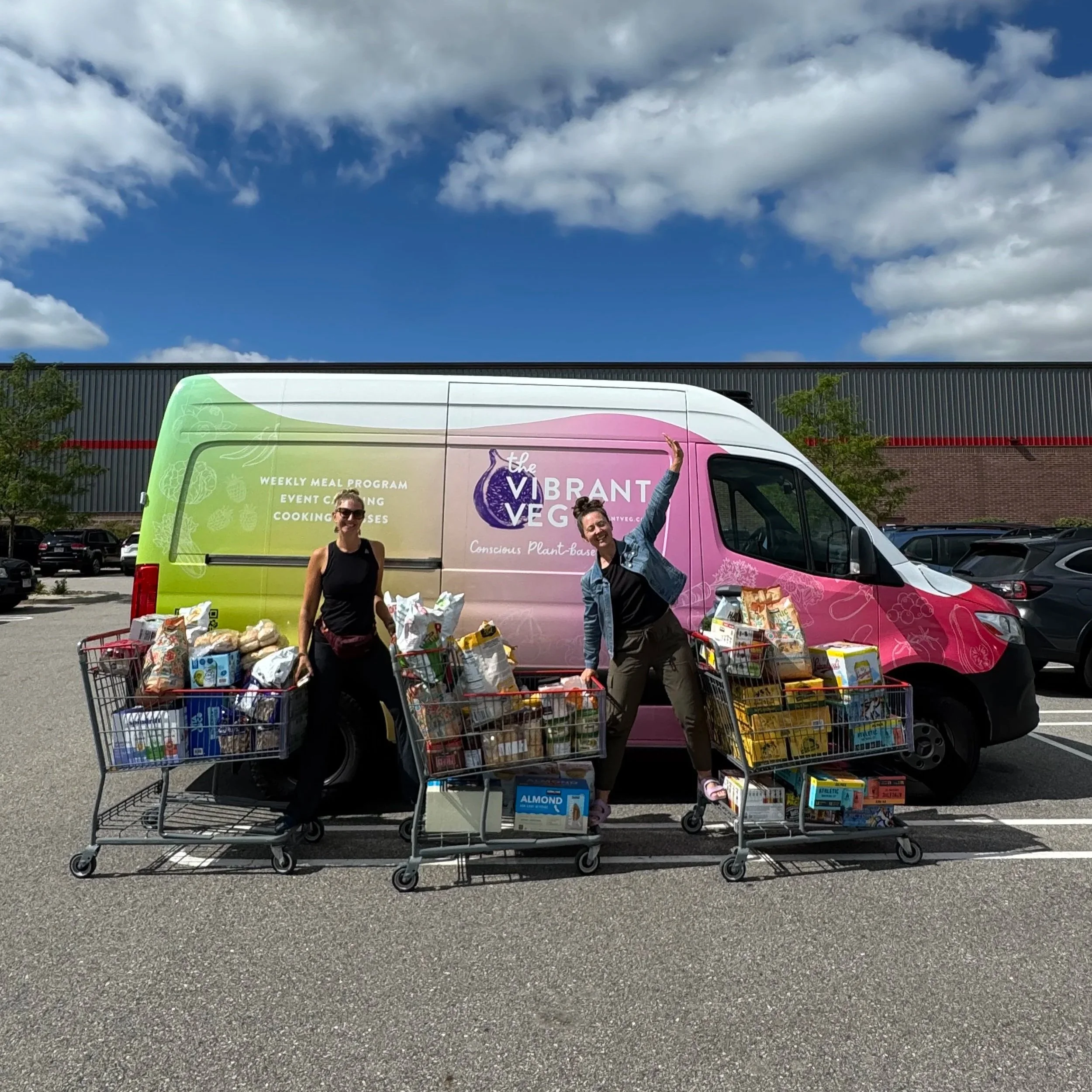The Vibrant Veg Branded Sprinter Van Wrap Design by Annie Kubena Creative. Bright colorful ombre design with fruit and vegetable illustrations.