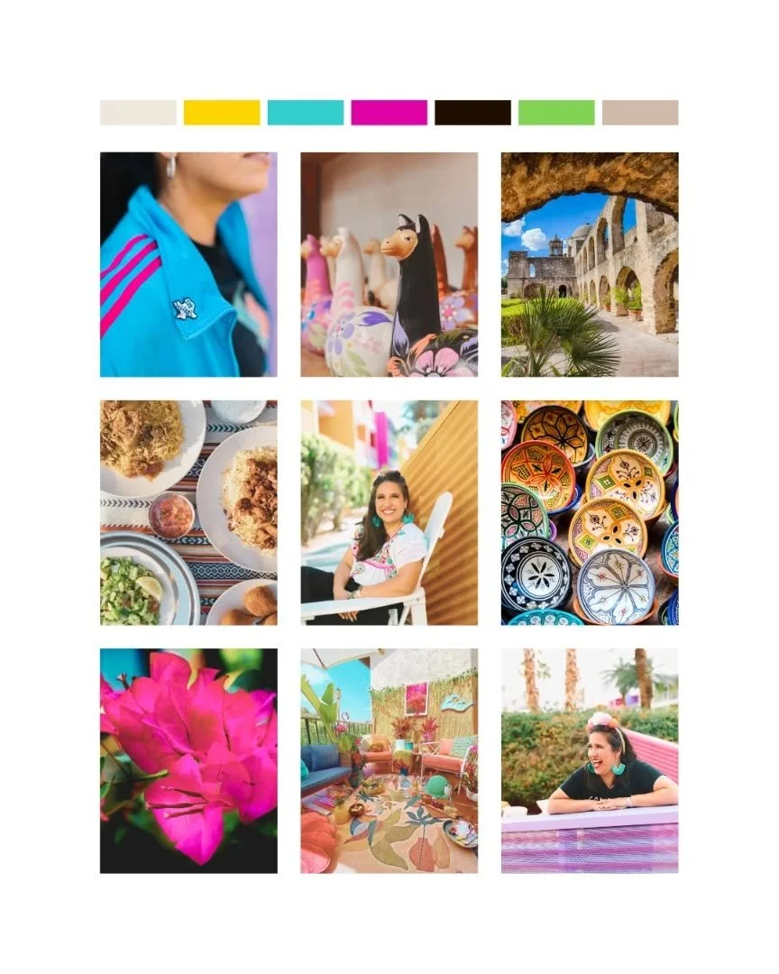 Long overdue, but excited to share the mood board and color palette design for Sunset in San Antonio&mdash;a brand rooted in curiosity, culture, and the colorful spirit of the Alamo City.

Founded by archaeologist-turned-storyteller Laura, this creat