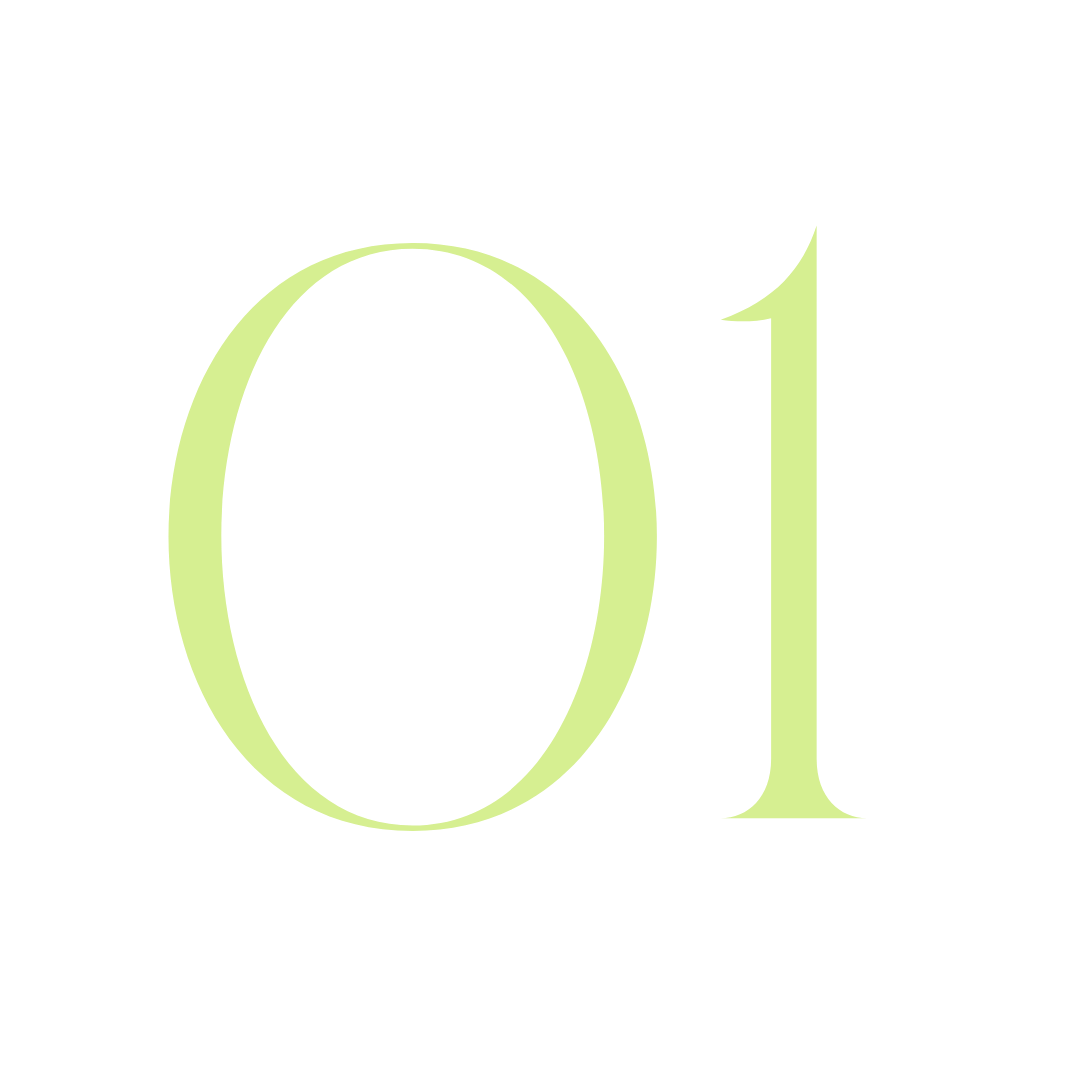 The image shows the number '01' in large, bright green font.