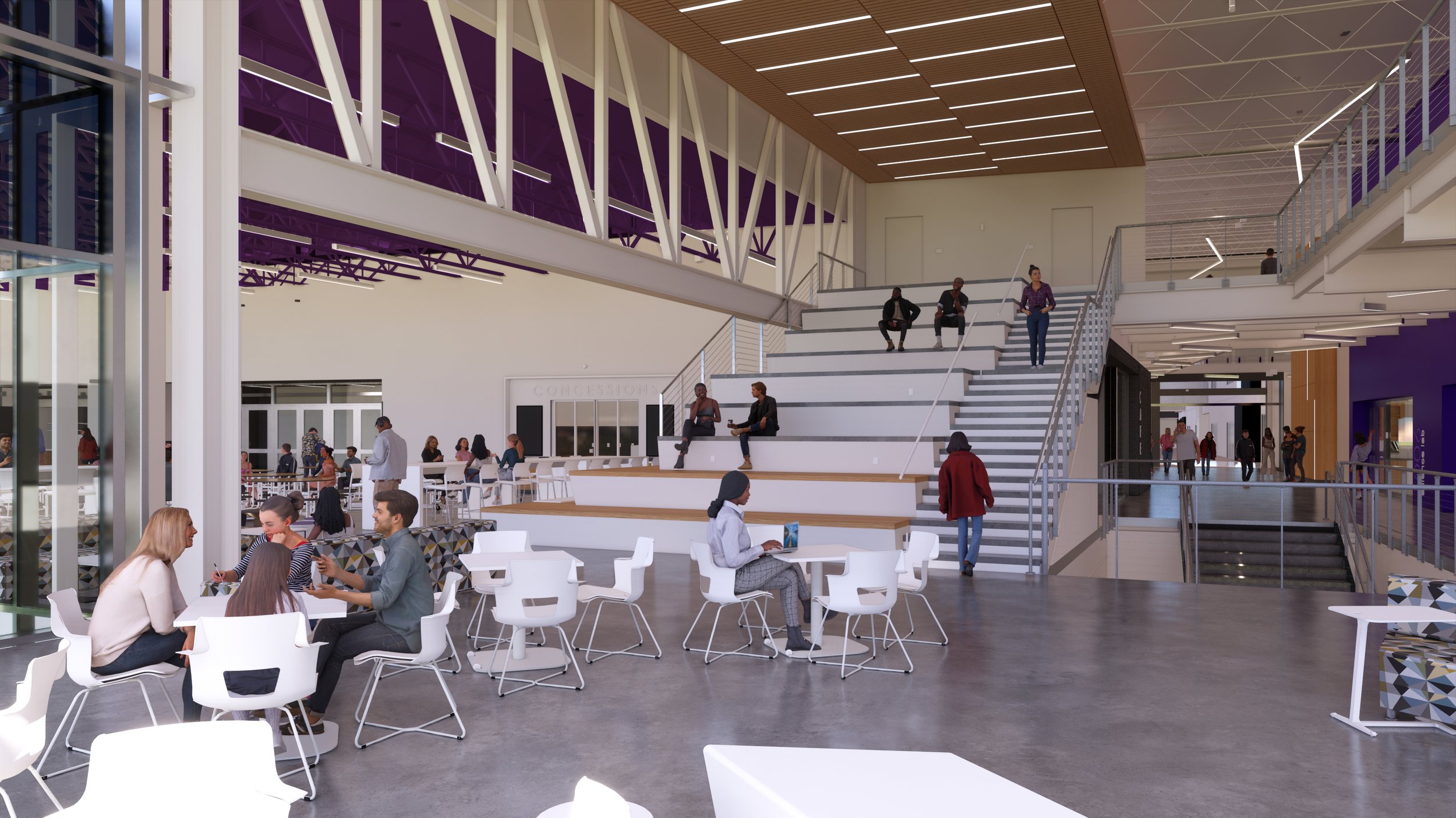 Piper High School - Commons - Learning Stair - New Wood Ceiling - No Sails.jpg