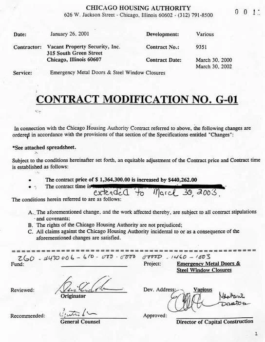 January 26, 2001 Contract Modification G-01