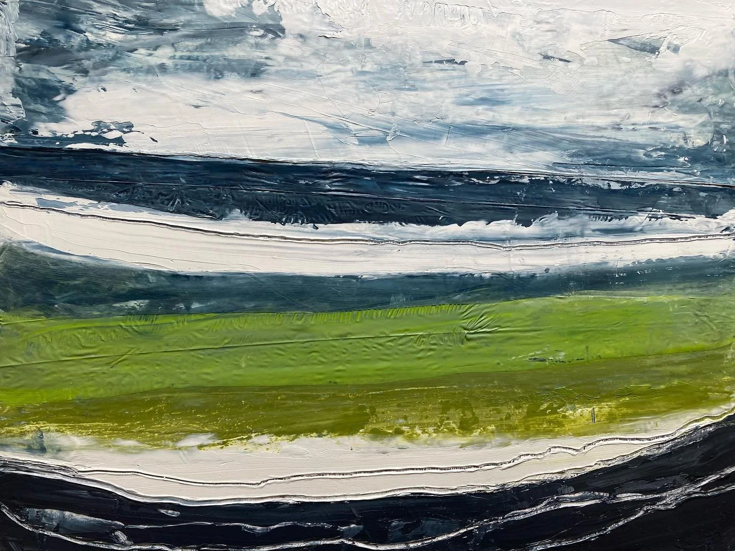 Landscape abstract in progress, I have been looking at horizon lines. Exploring collage print with more intention. 
Oil on wooden panel 

#abstarctlandscapes #buildinghorizons #oilpainting #oilonpaper #abstractvibes #abstractart #abstractpainting #co