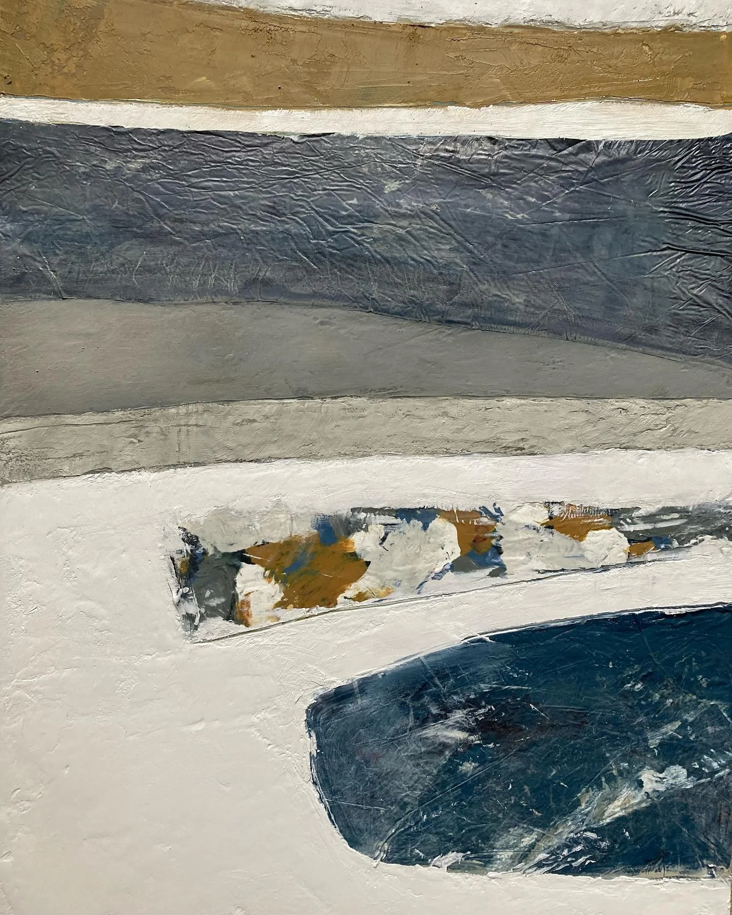 New works&hellip;in the making, No.2 
Cold wax, slate dust &amp; oils on wooden panel. 

#artprocess #abstractartist #abstractart #contemporaryart #oilandcoldwax #slatedust #coldwax #woodenpanelpainting #abstractoilpainting #artworktosell #landscape 