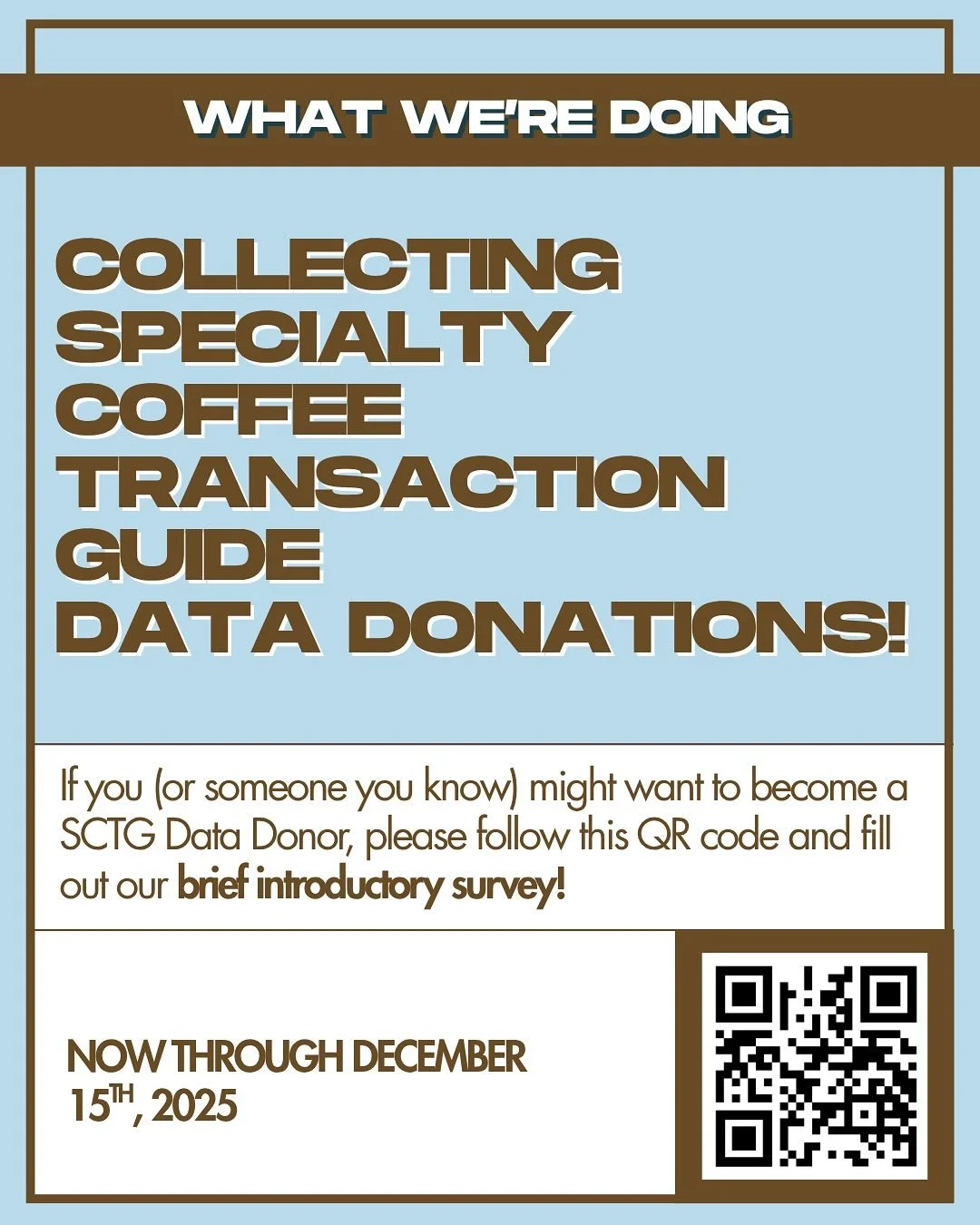 It&rsquo;s data donation season! ☕️ Be a part of something better than the C Price by participating as a data donor in the Specialty Coffee Transaction Guide. Thank you to Alliance for Coffee Exchange, Ascension Coffee Roasters, and Aldea Coffee (the