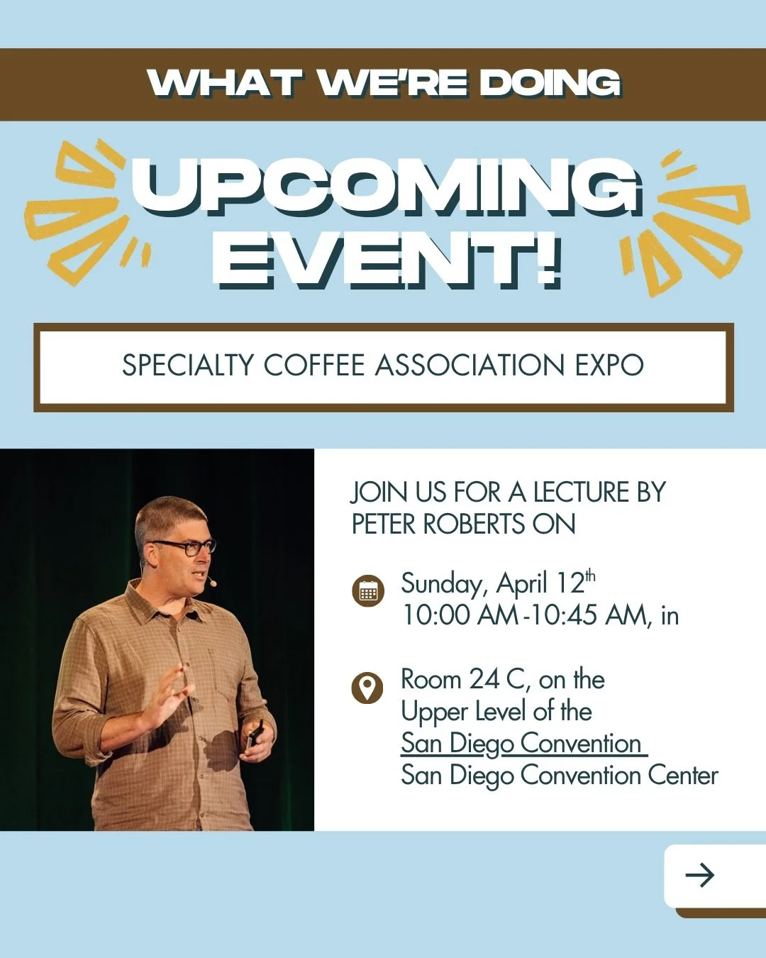📢 UPCOMING EVENT: Specialty Coffee Association Expo 2026!

🗓️ Mark your calendars for April 12th, 10:00AM to 10:45AM! 

📍Join Peter Roberts for a lecture on From Supply and Demand to Numbers, Networks, and Narratives in Room 24C on the Upper Level
