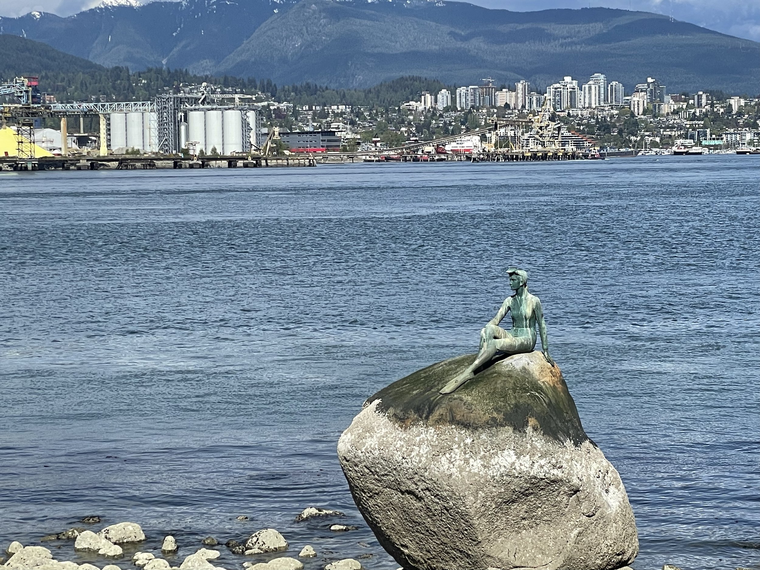 Girl in Wetsuit sculpture at Stanley Park in Vancouver, BC