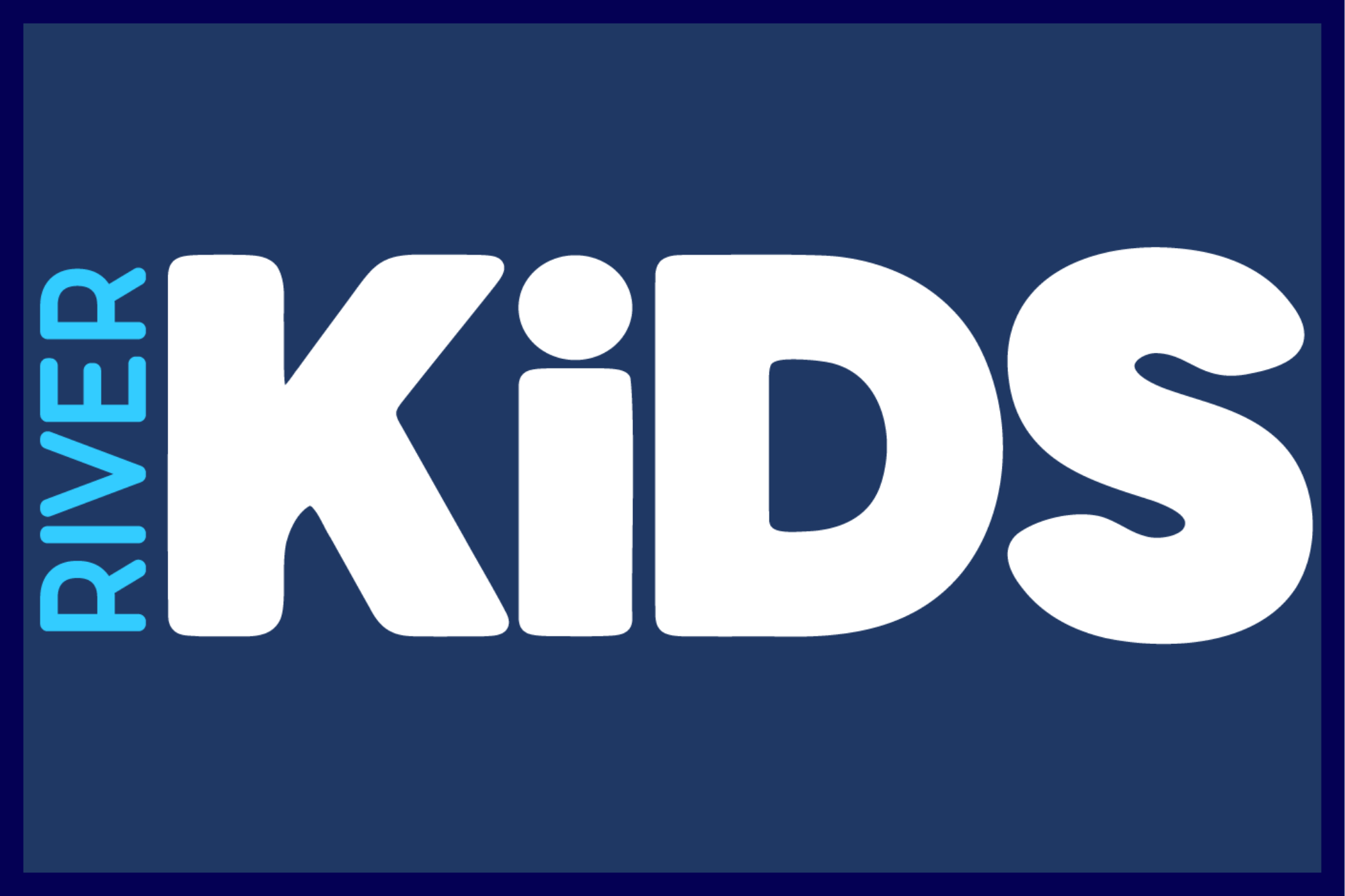 Blue and white Ravid Kids logo on a dark blue background