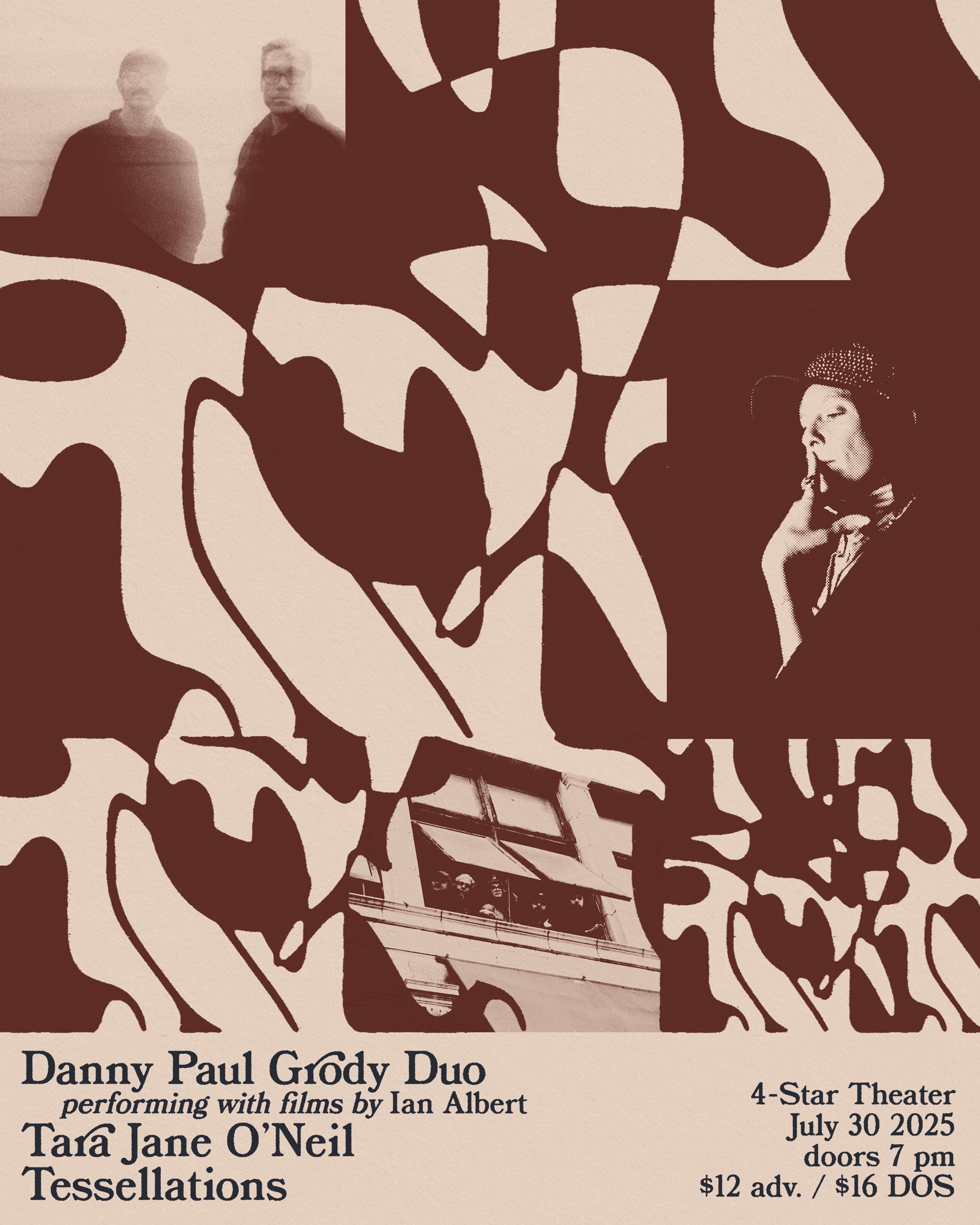 LIVE MUSIC: Danny Paul Grody Duo, Tara Jane O'Neil, Tessellations (plus films of Ian Albert) ~ Doors at 7:00 PM, Music at 8:00 PM