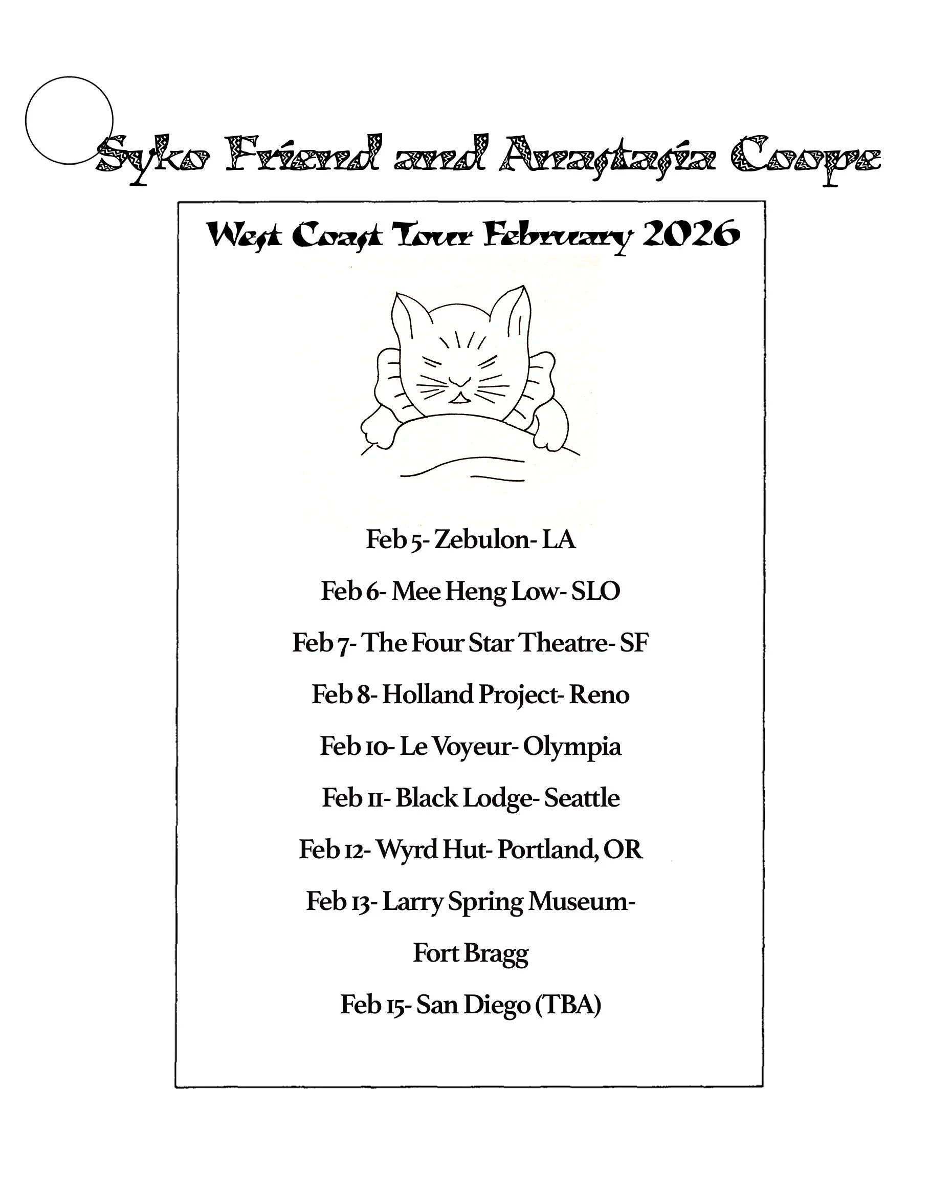 LIVE MUSIC: Anastasia Coope, Syko Friend ~ Doors at 7:00 PM &amp; Music at 8:00 PM