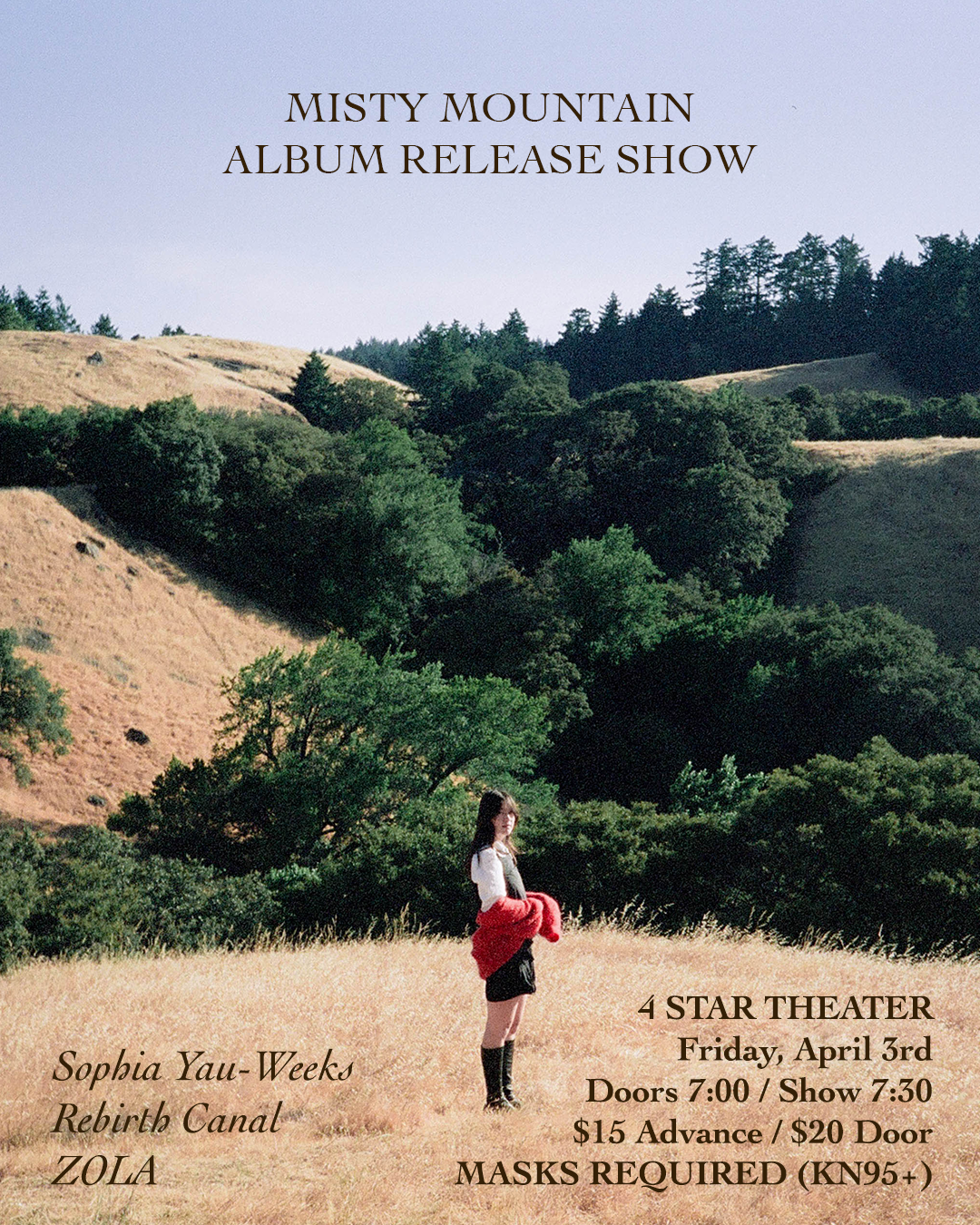 LIVE MUSIC: Sophia Yau-Weeks, Rebirth Canal, ZOLA ~ Doors at 7:00 PM &amp; Music at 7:30 PM