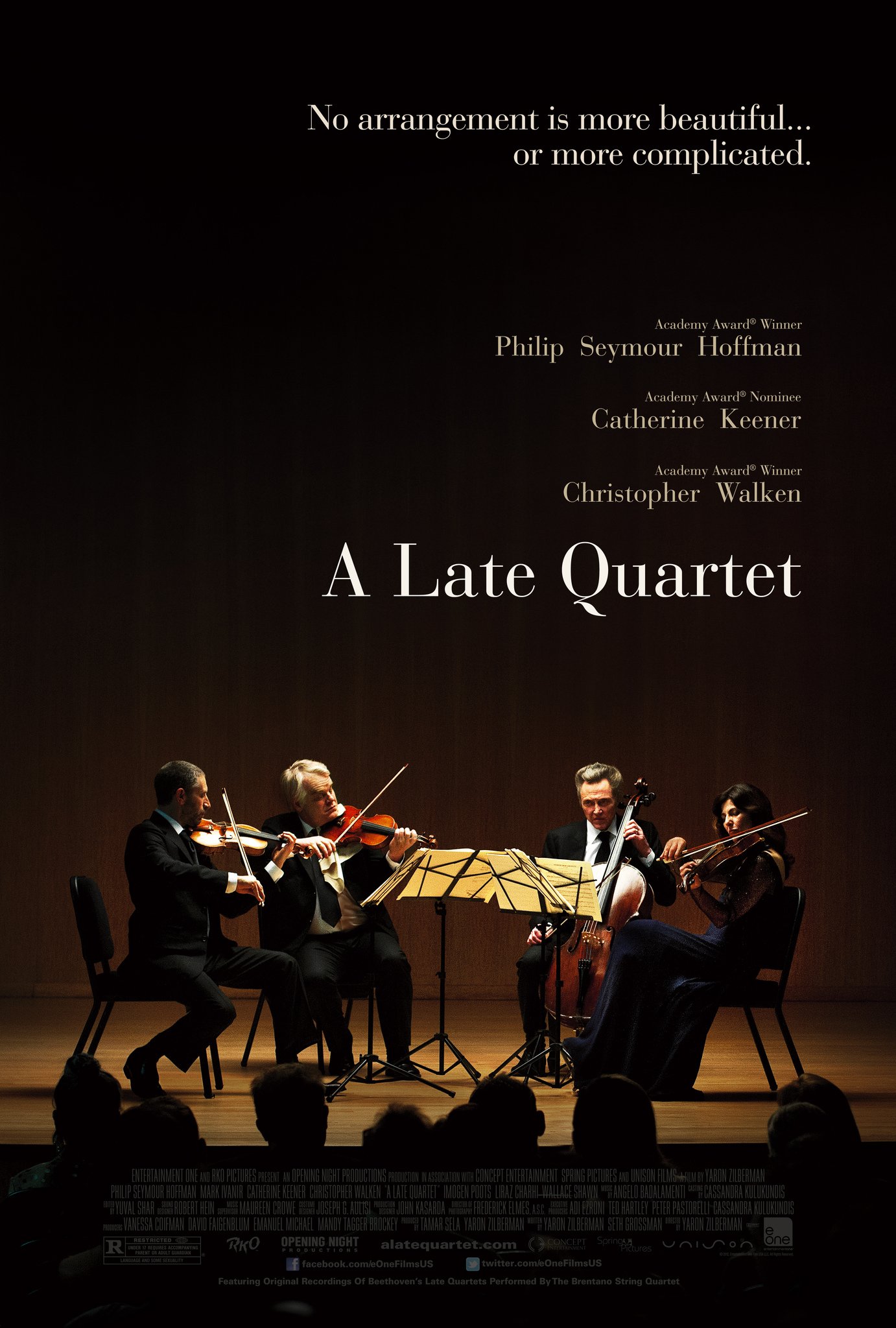 A Late Quartet (with LIVE CHAMBER ORCHESTRAL PERFORMANCE from One Found Sound) ~ 7:30 PM