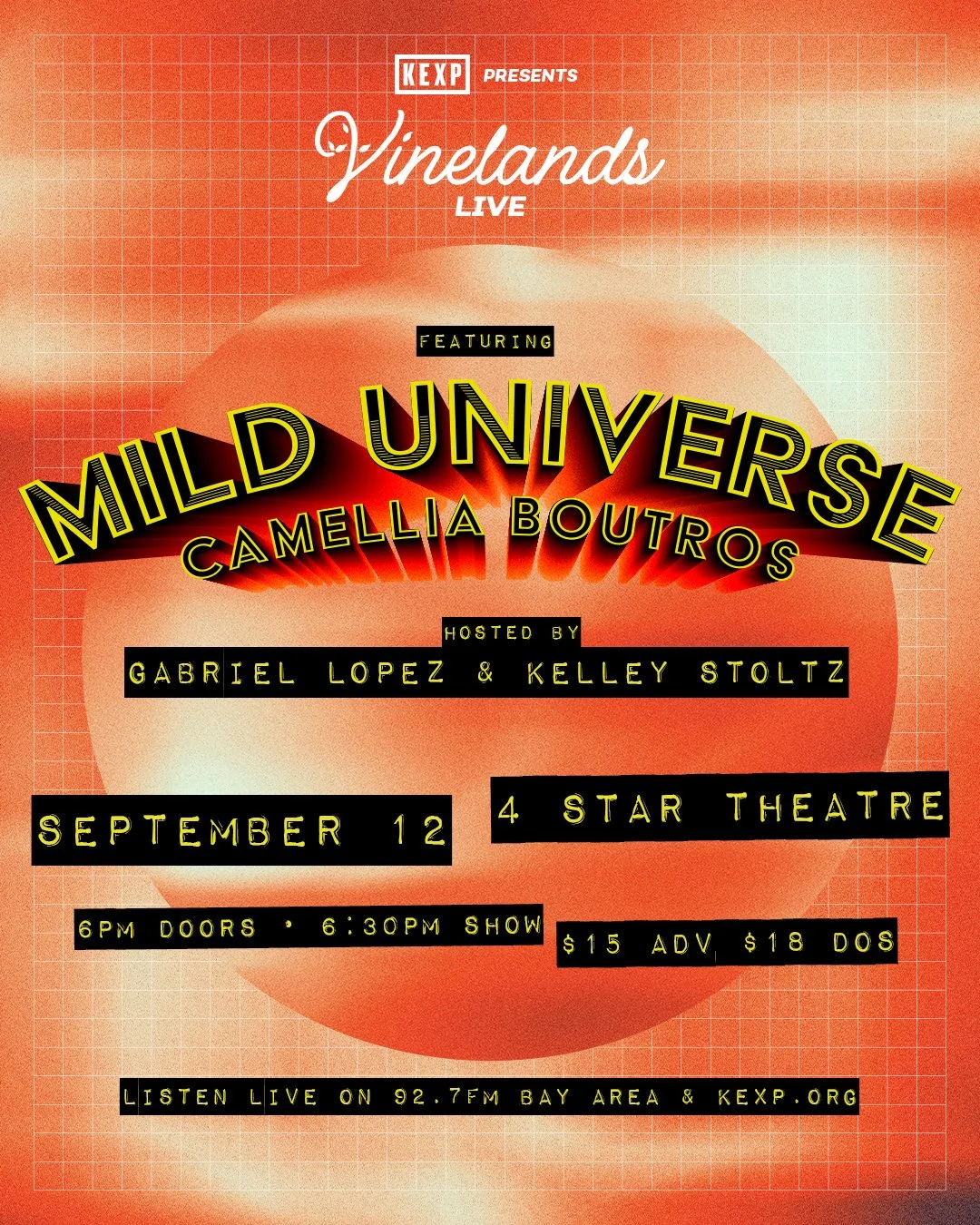 KEXP'S VINELANDS LIVE: Mild Universe, Camellia Boutros ~ Doors at 6:00 PM &amp; Live Music at 6:30 PM