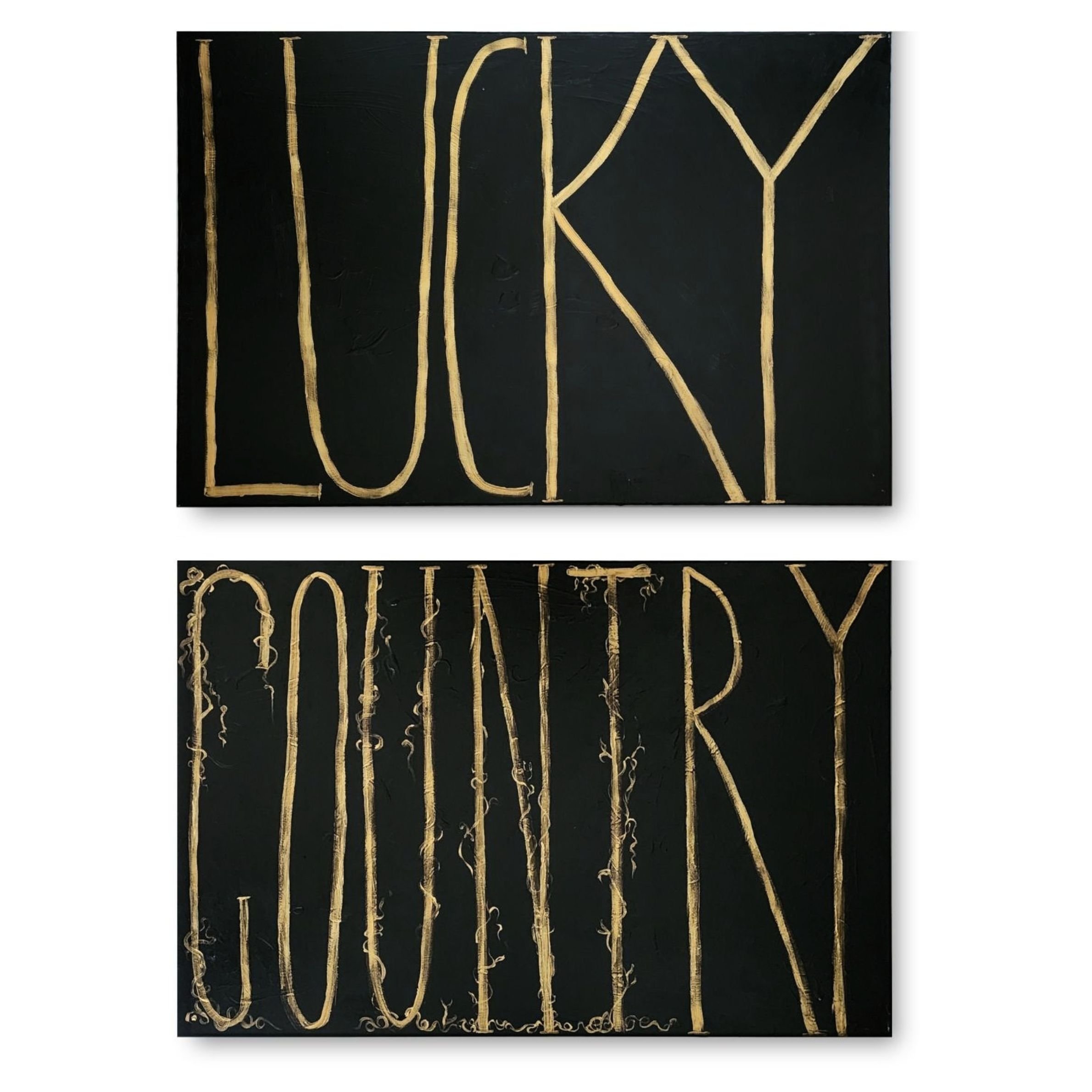 Lucky Country, 2026. Acrylic on canvas, two 36 x 24 in.