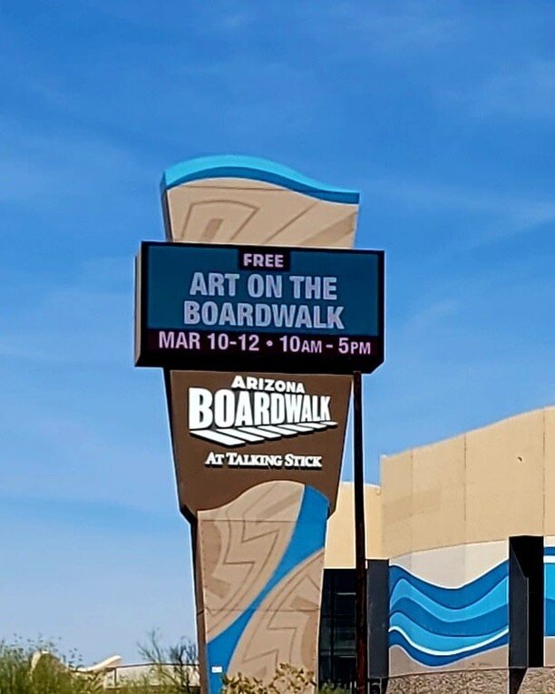 Love our name up in lights!

Spring Art on the Boardwalk 
March 10-12, 2023, at the Arizona Boardwalk, 9500 E Via de Ventura, Scottsdale.

🎨Fine arts, crafts and gifts
🎨Kids coloring contest
🎨Student art exhibit by Salt River Schools interpreting 