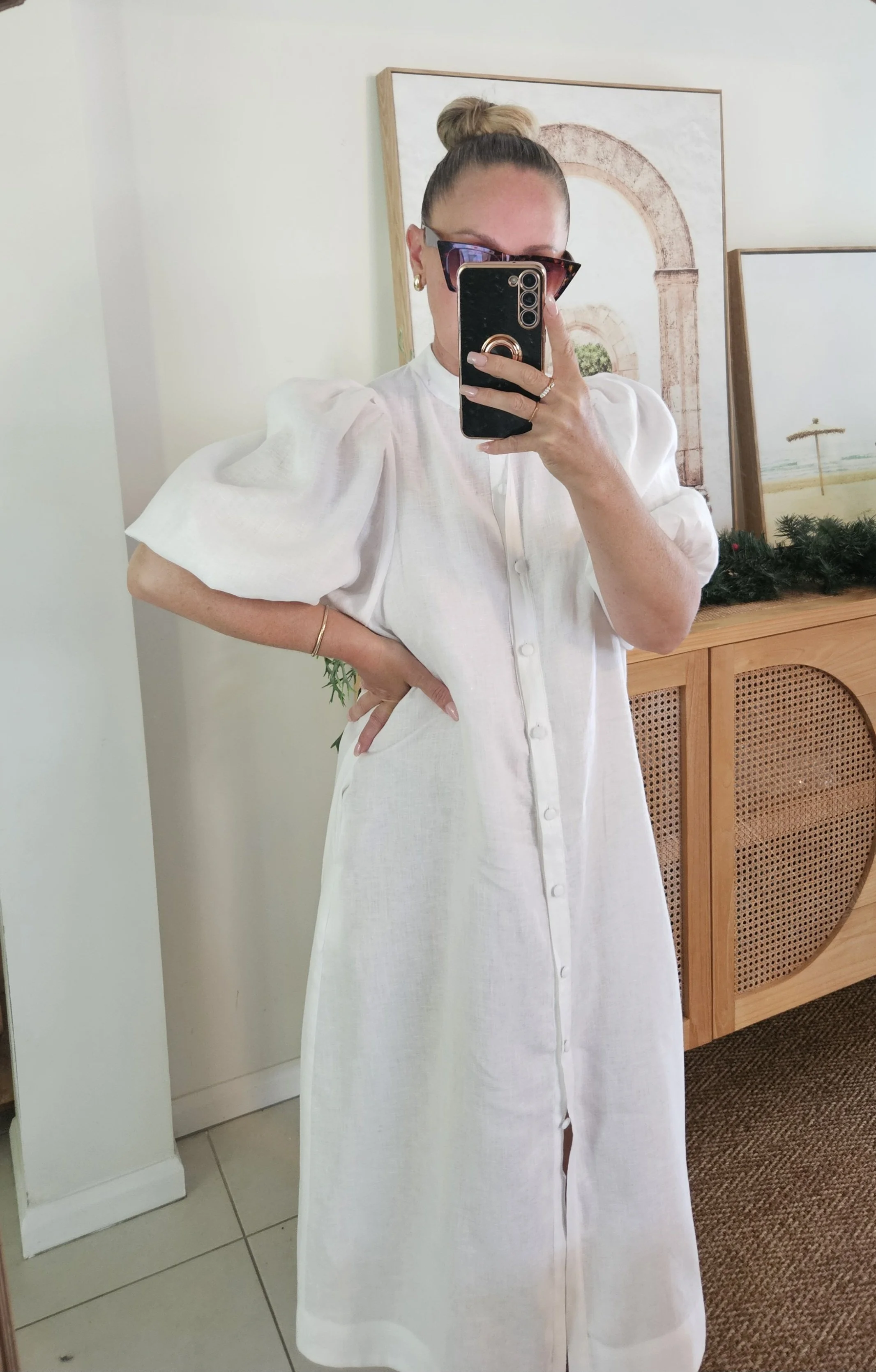 Charlie Midi Dress White Linen