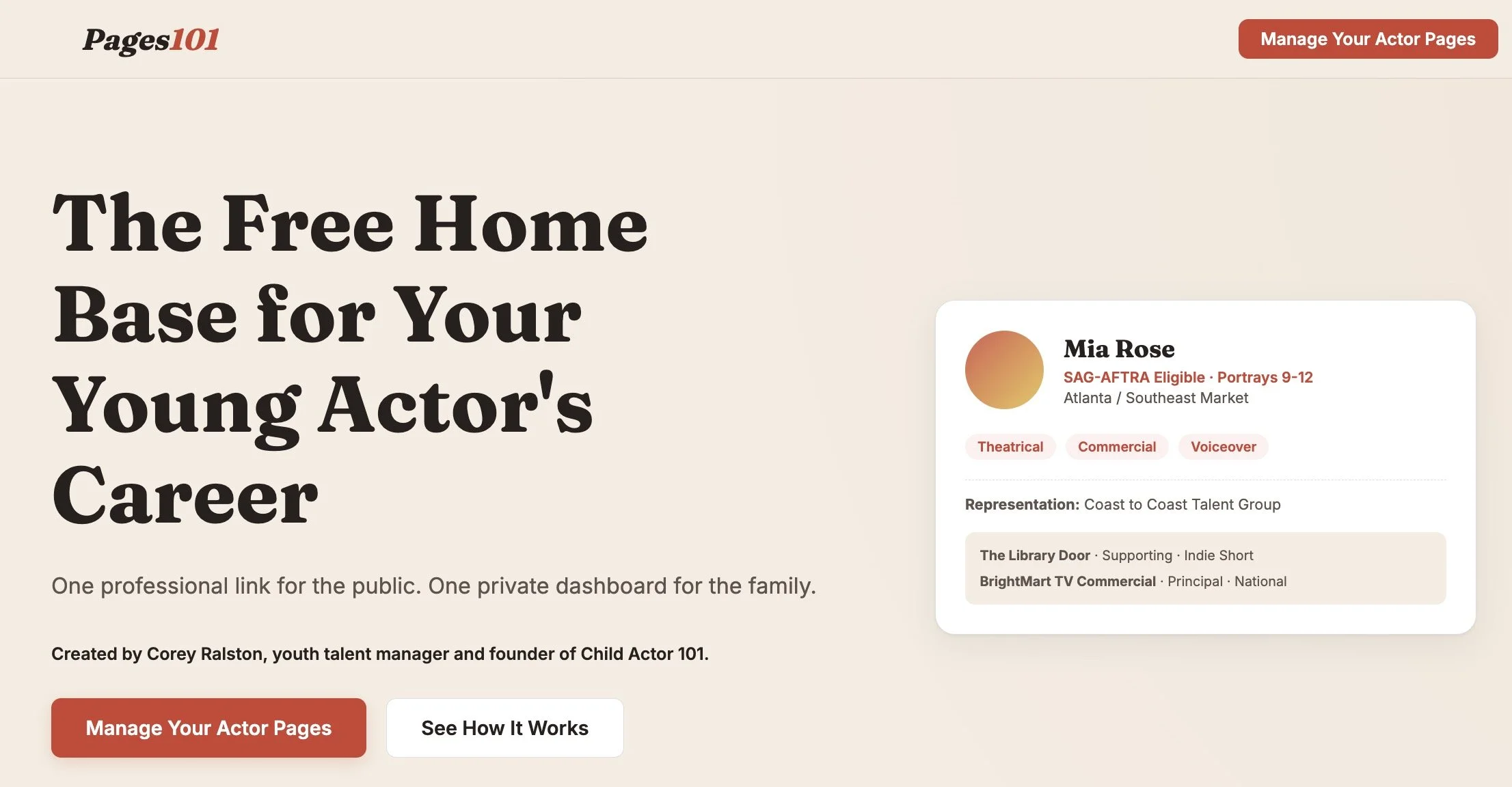 Pages101 Is Here: One Home Base For Your Young Actor's Career