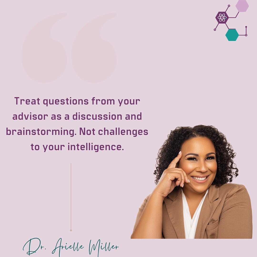 ✨✨Coach top of the week 

Treat questions from your advisor as a discussion and brainstorming.  Not challenges to your intelligence.

#careercoach 
#blackgirlsinstem🔬✨ 
#phdlife