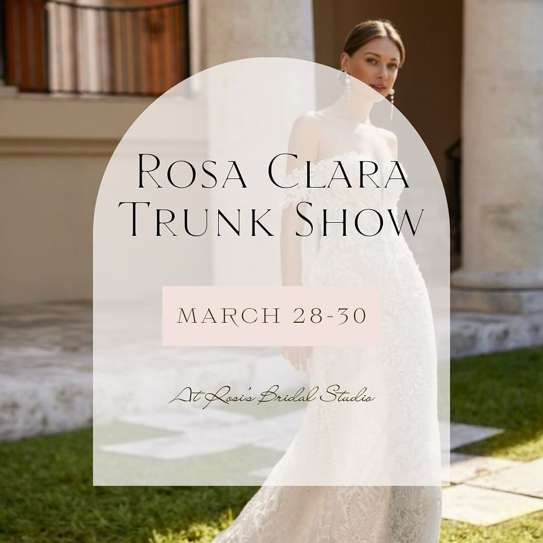 Weekend Event: @ROSACLARA Designer spotlight. 
View the latest from one of our faves 🤍🙌🏼

Ready to book your appointment? Visit our website or give us a call to schedule your consultation today! Let&rsquo;s find the dress of your dreams together! 