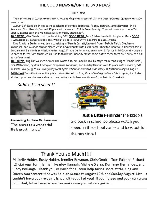 Turner Talk (Newsletter) — Turner Bowling Club