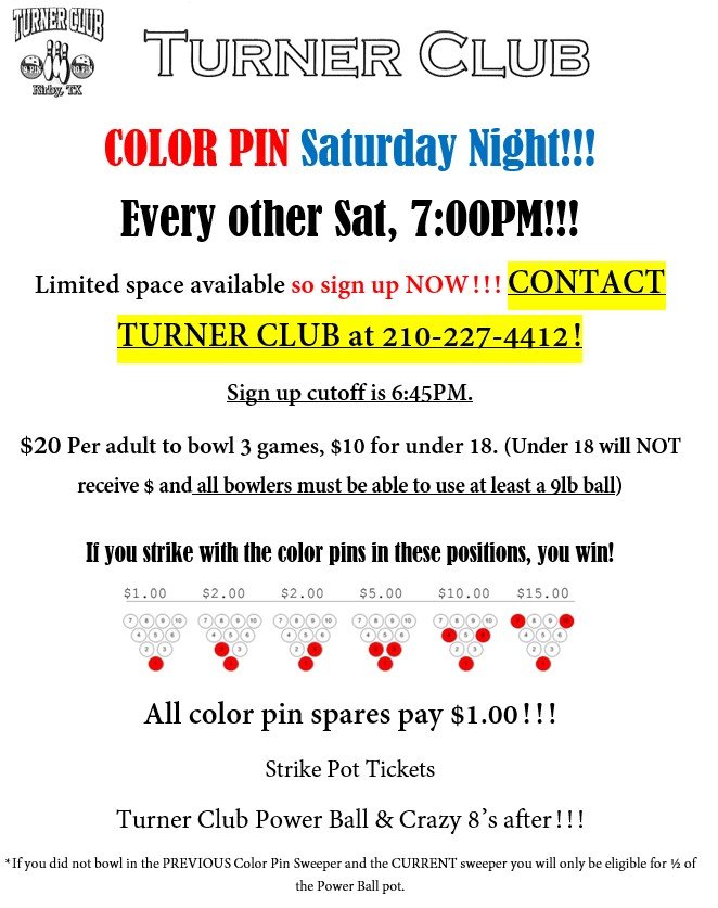 Color Pin Saturday Night — Turner Bowling Club