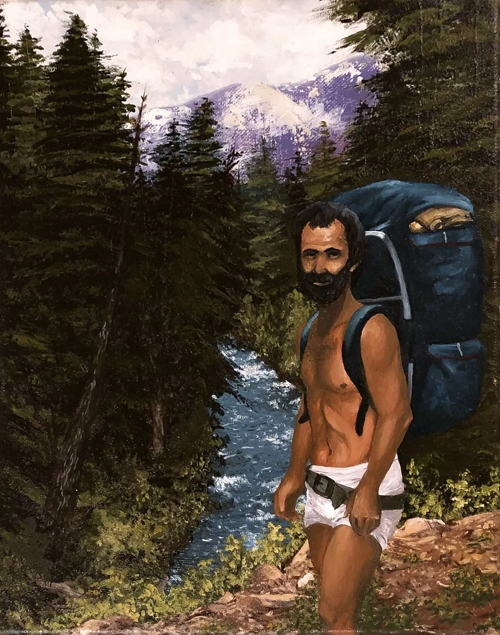 "Mountain-side Selfie"
Oil on 16x20" Canvas
Original Photo taken by Donald La Vigne 1978
Completed 2018