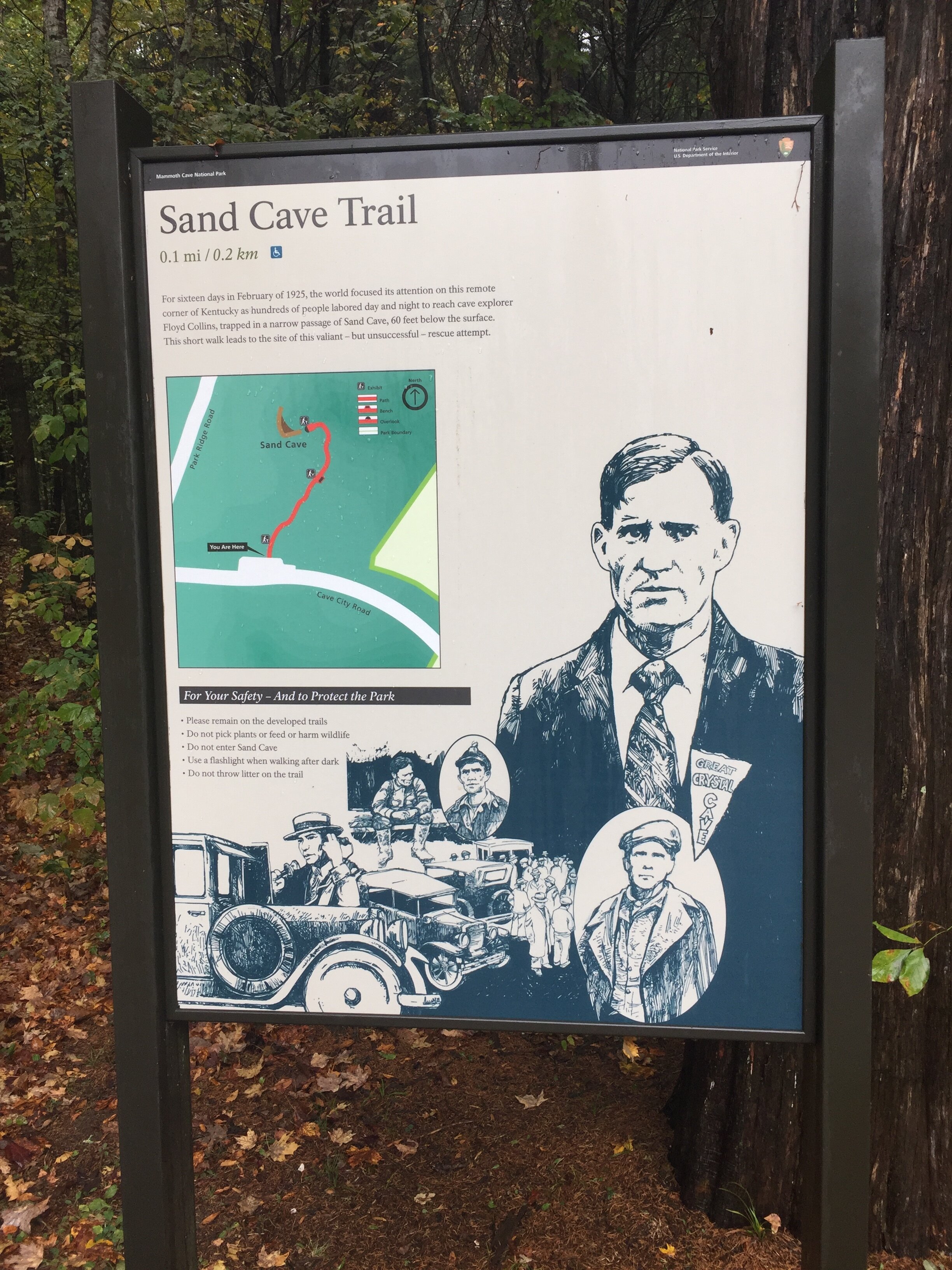 Informative Sign at the Start of Sand Gap Cave Trail