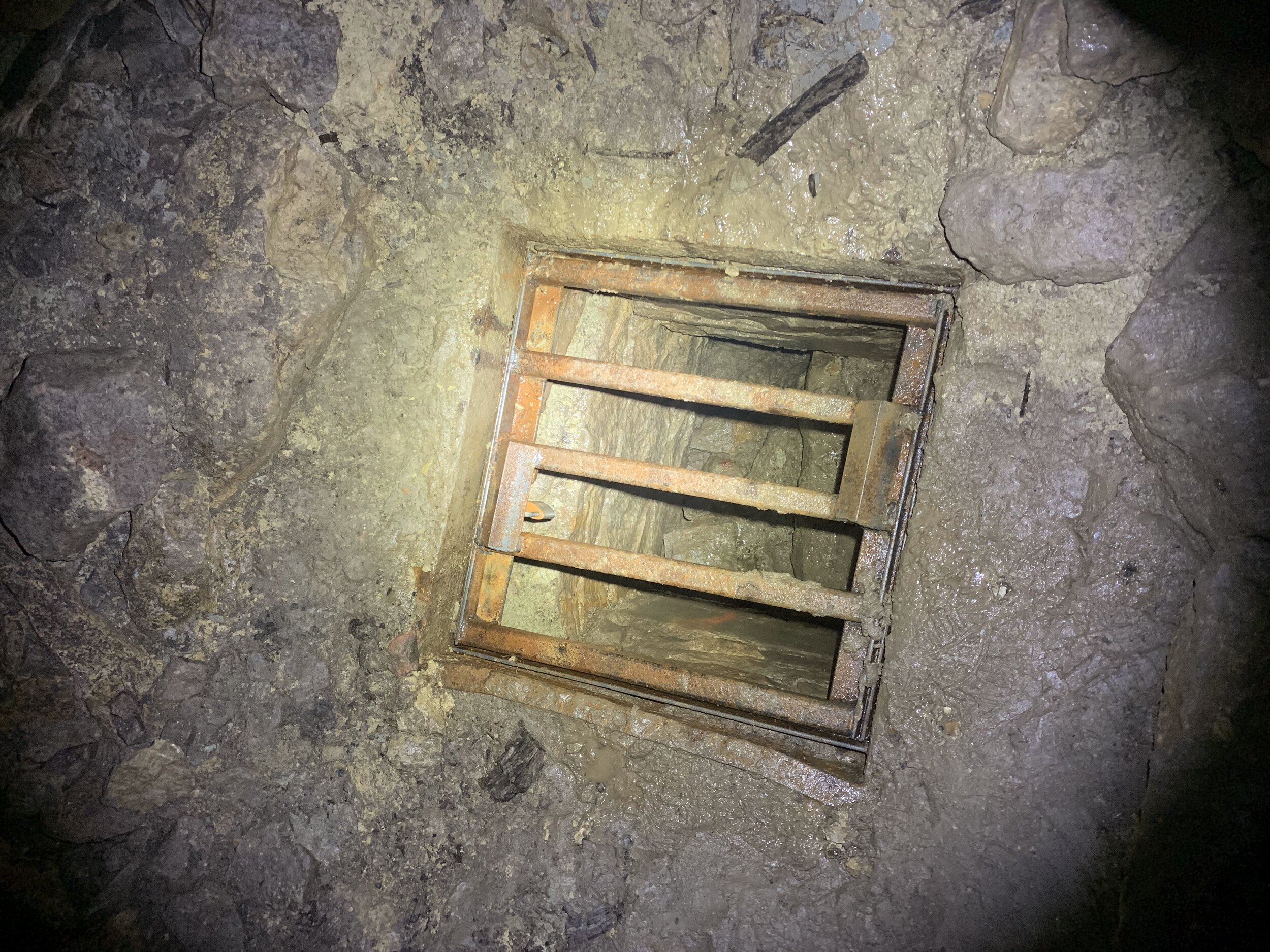 This Welded Metal Grate Covers the Actual Cave Entrance, Preventing Entry