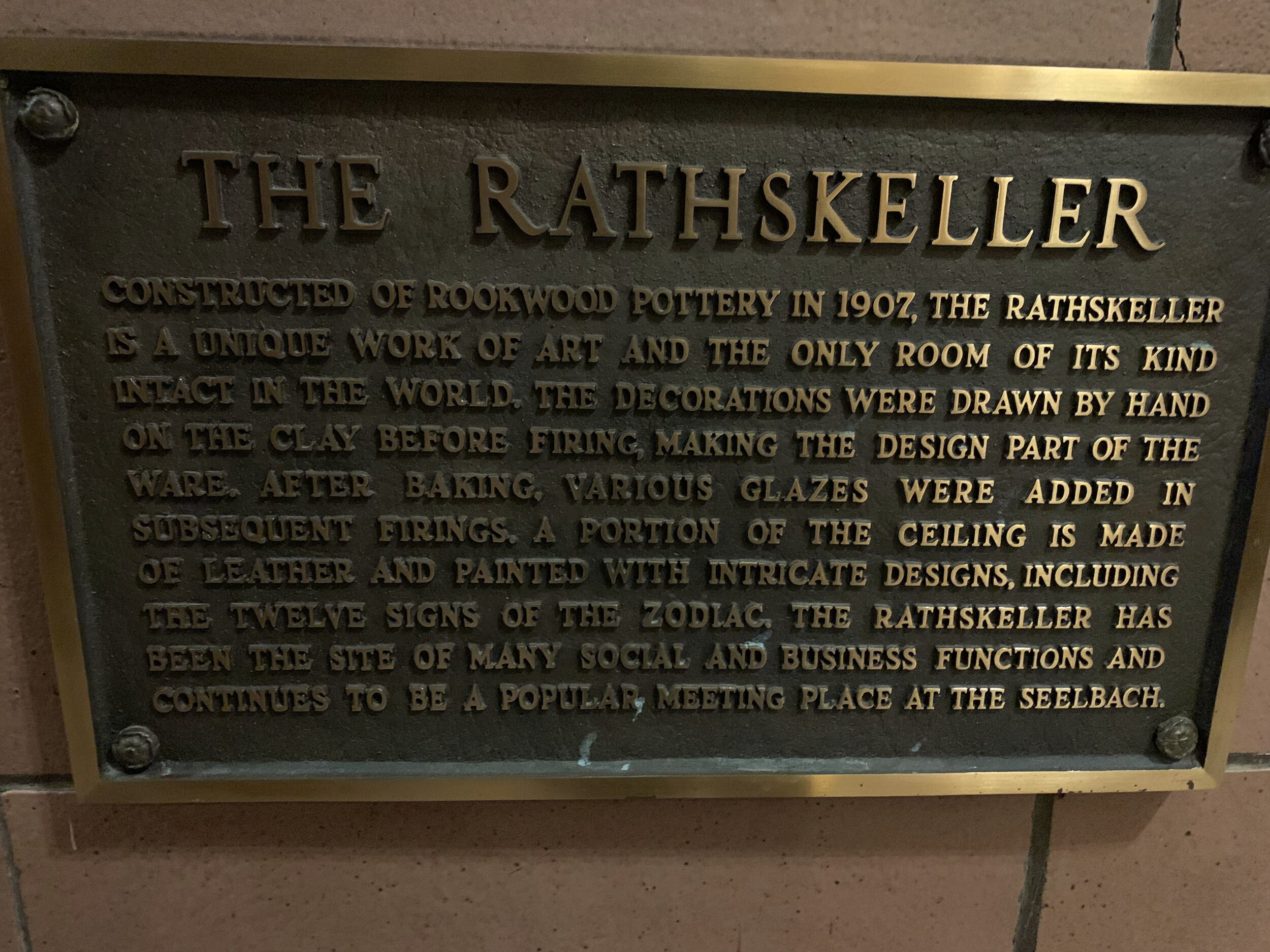 Rathskeller Plaque