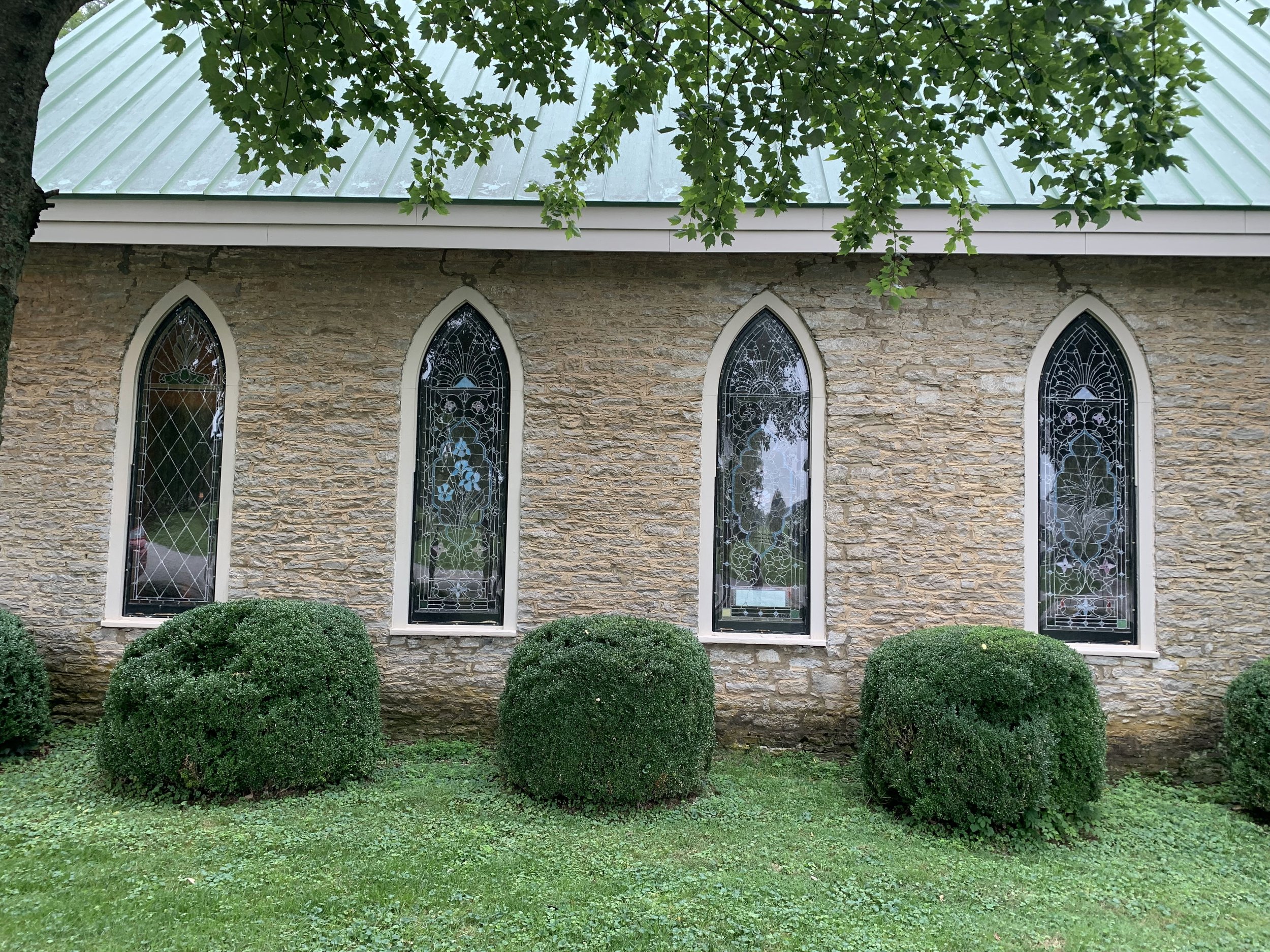 Side A of the Church with Stained Glass Windows