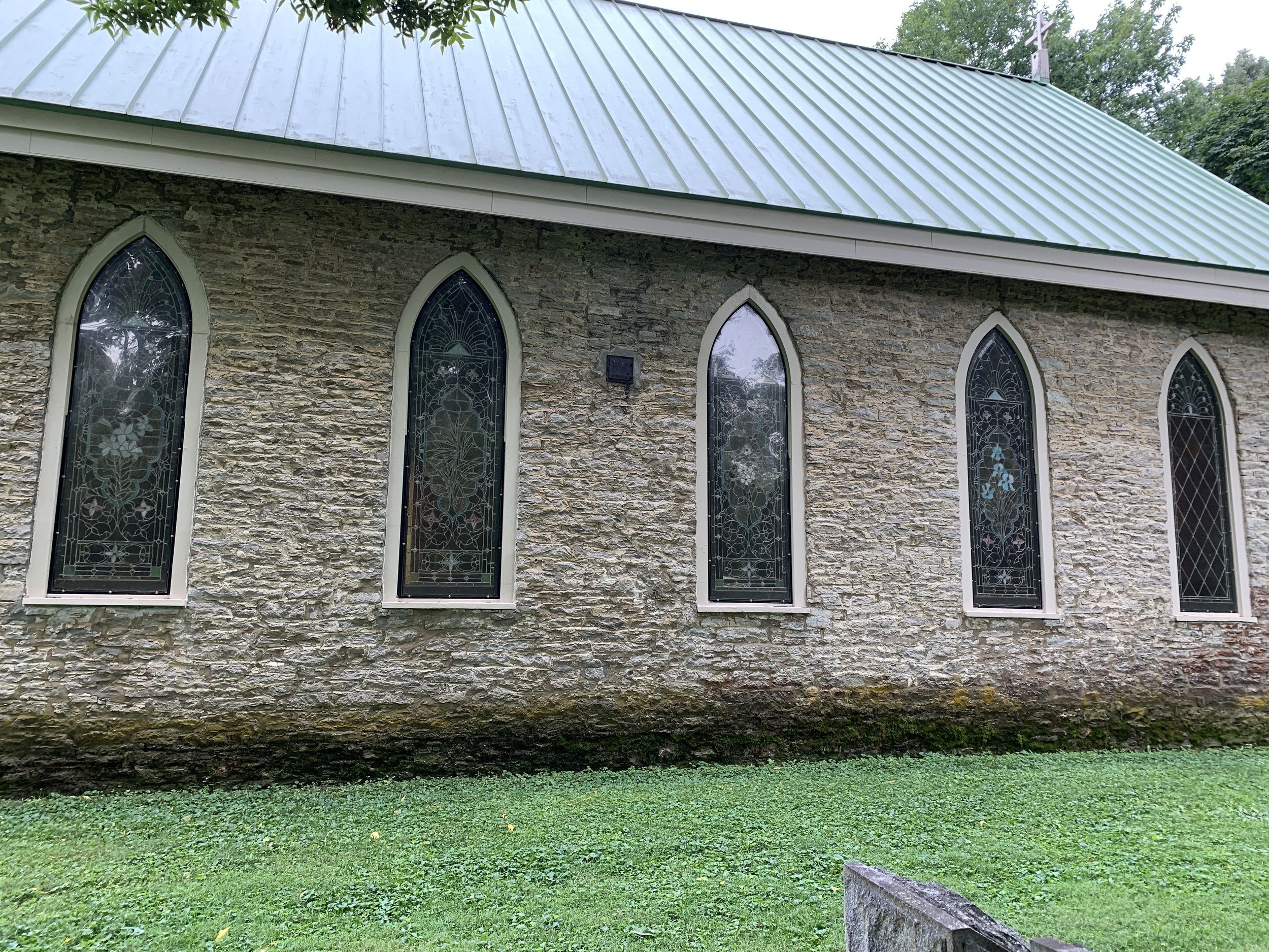 Side B of the Church with Stained Glass Windows