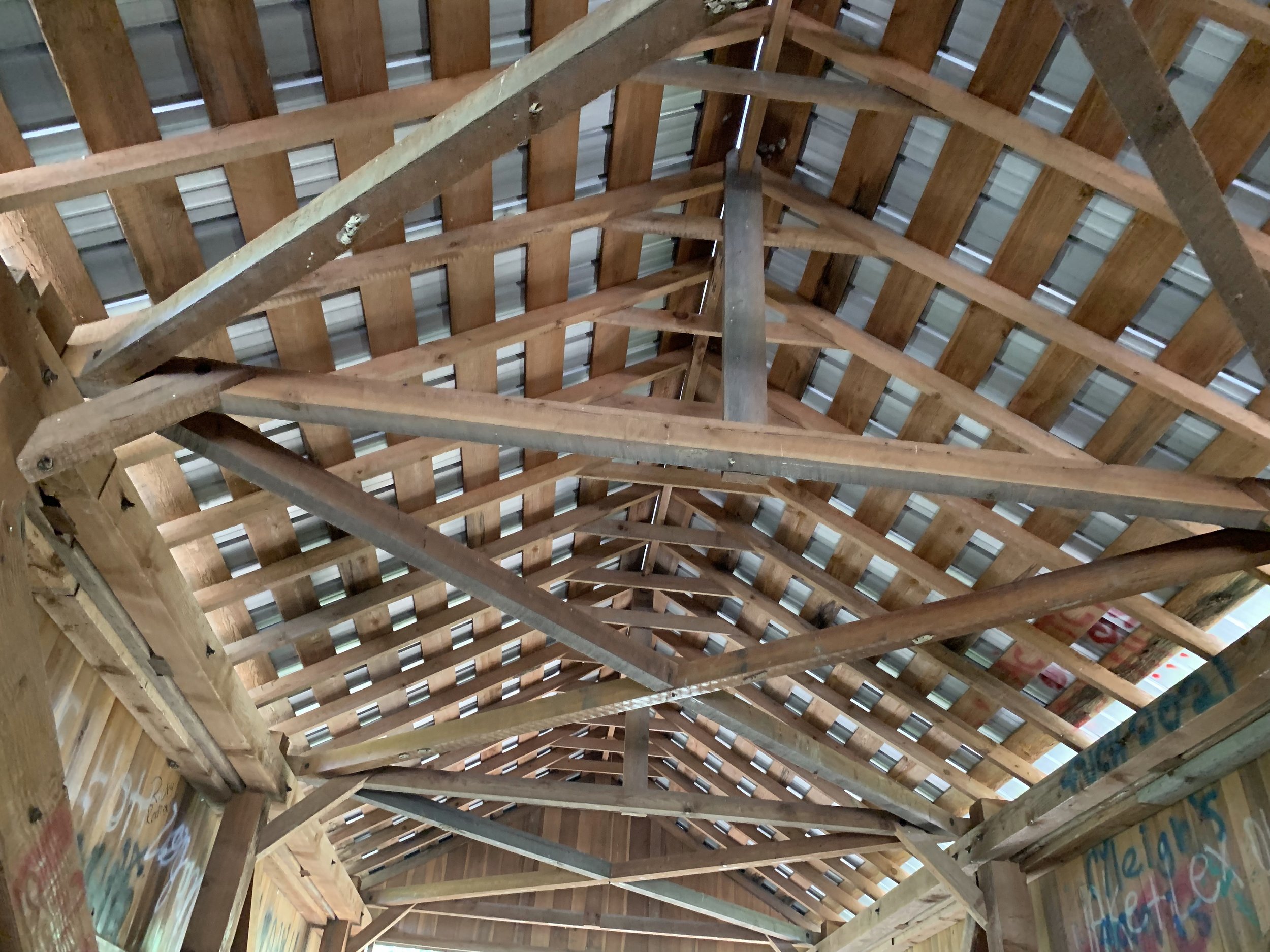View of the bridge's roof structure
