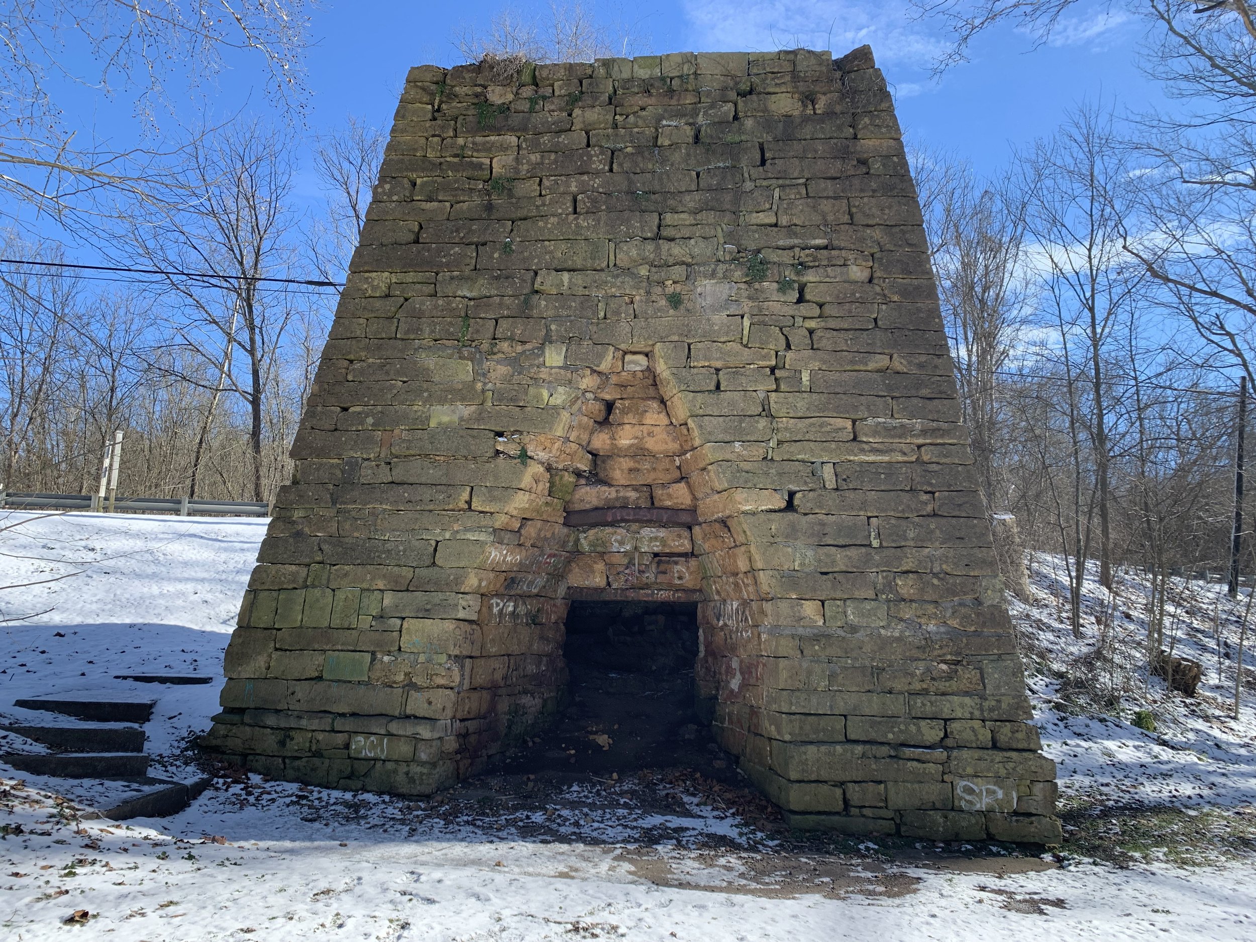 Side of the furnace showing the main opening