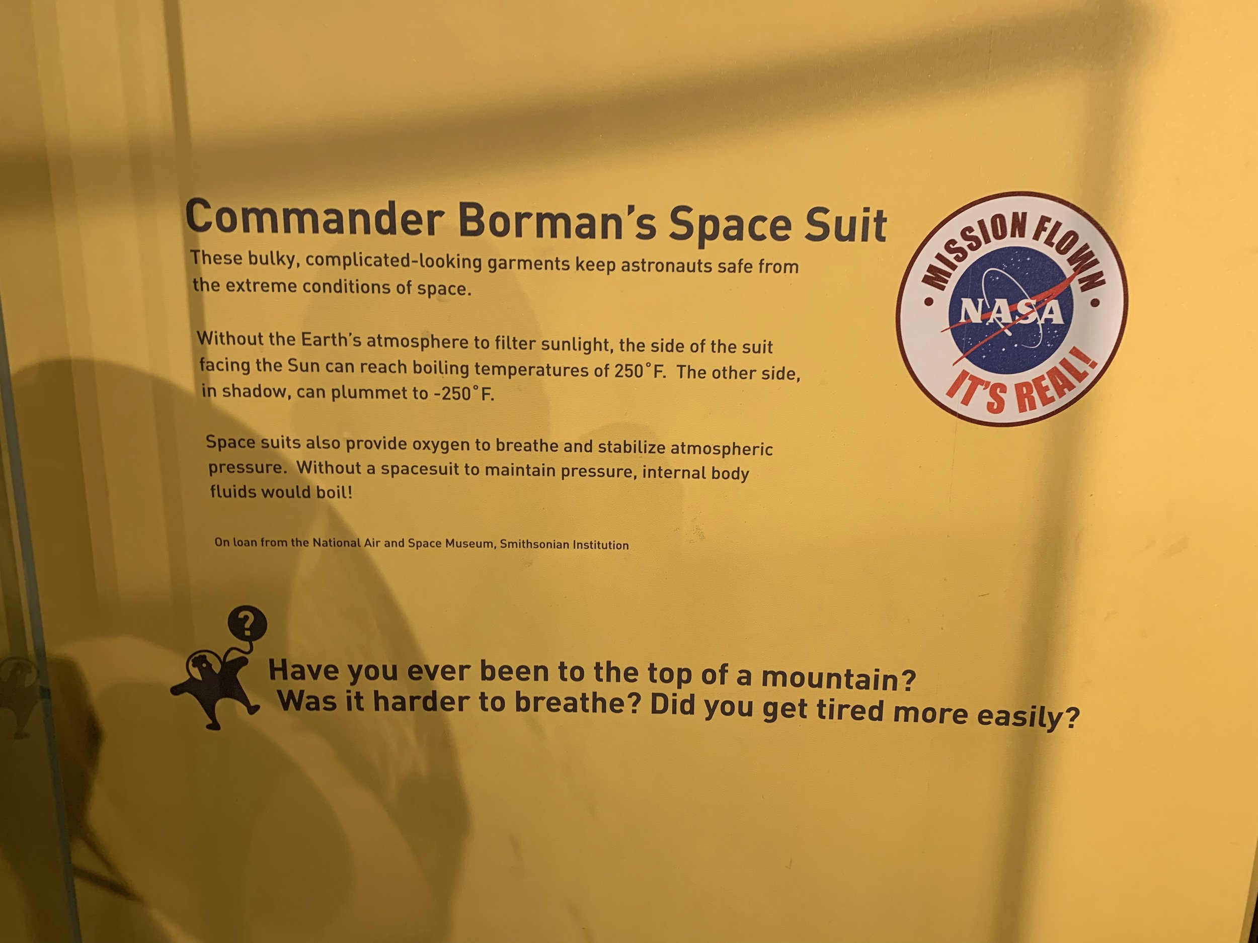 Plaque with Info on the Suit