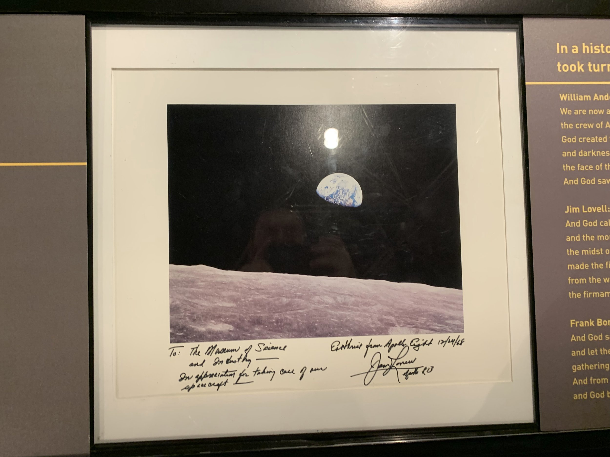 Copy of the Moon Rise Photo Signed by Jim Lovell
