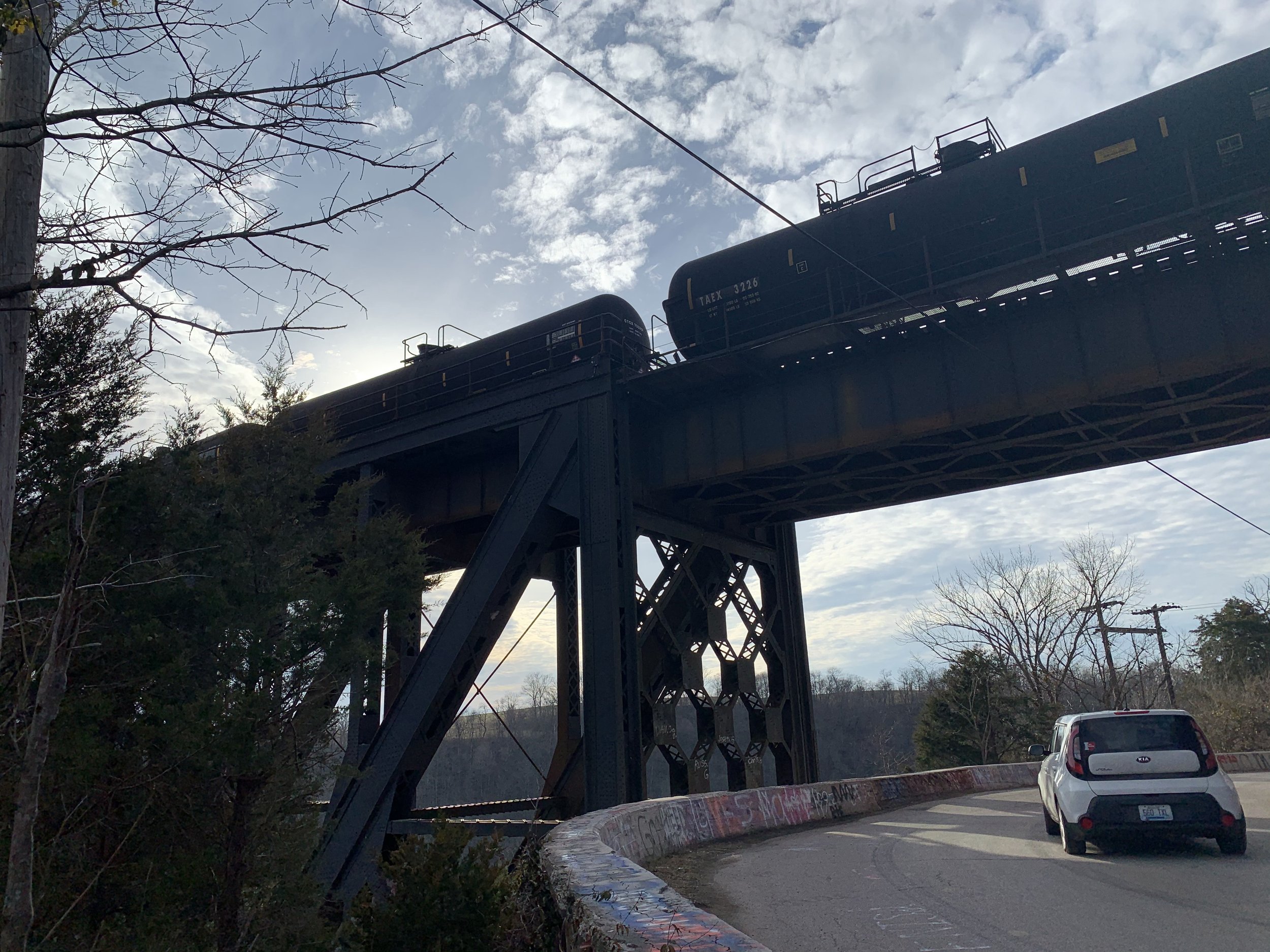 A Modern Train Crossing the Bridge