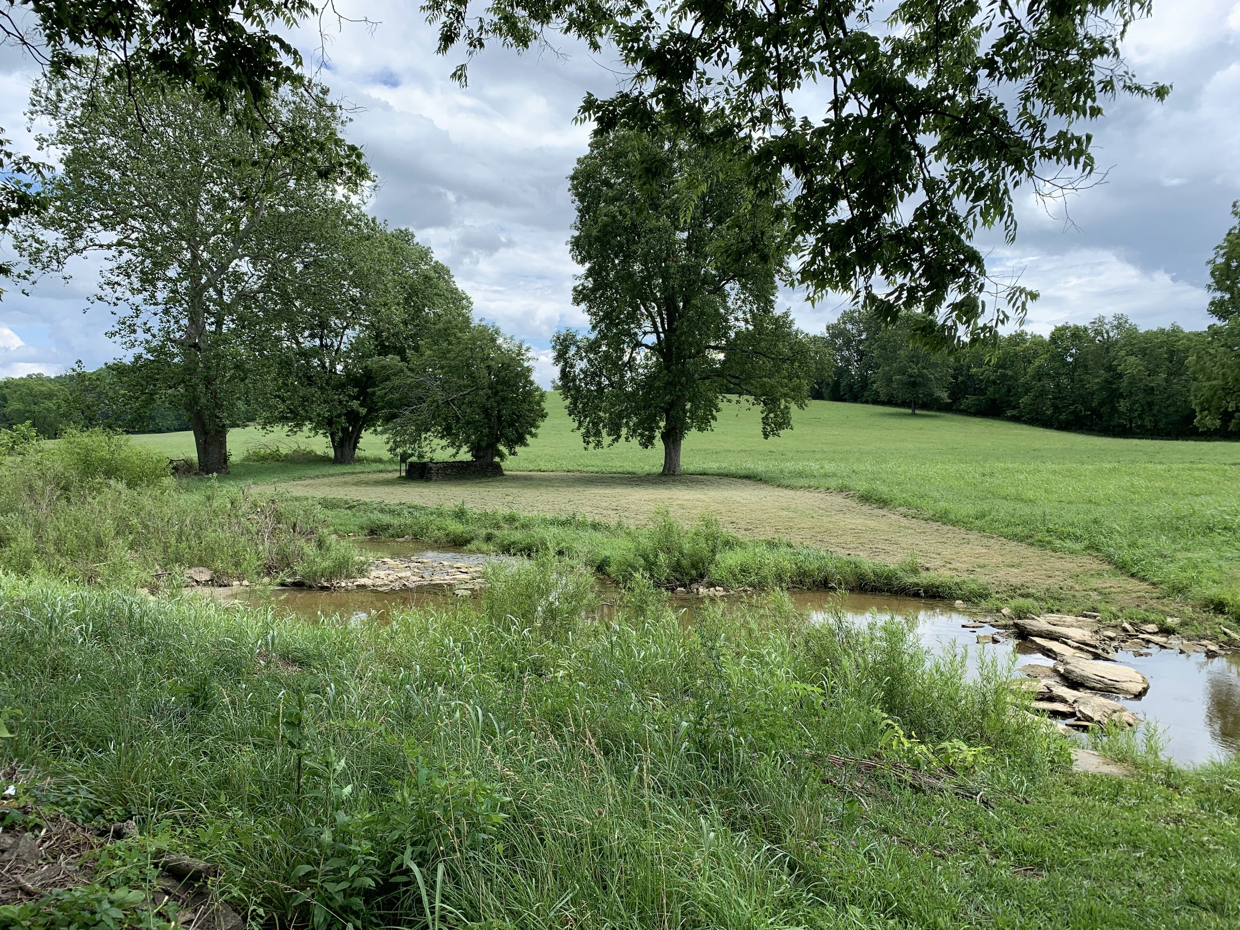 Looking at the Grave from Across the Creek, Note the "Bridge" at the Bottom-Right