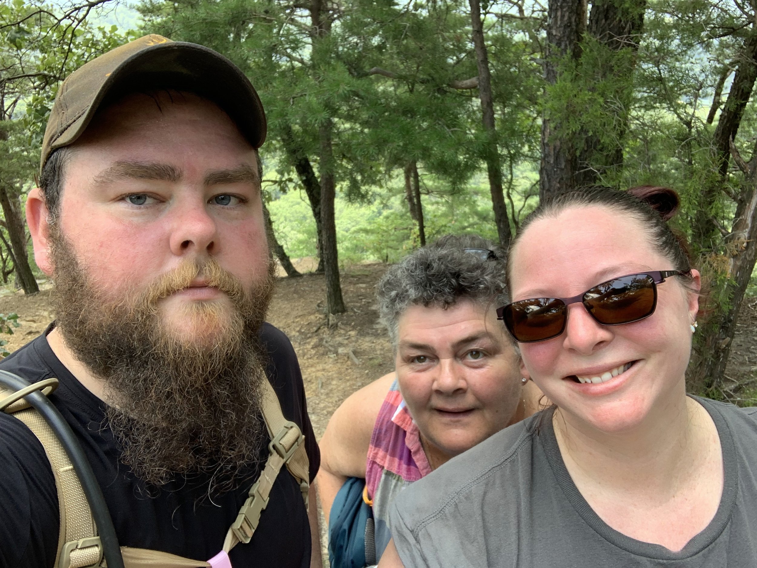 Myself, the wife, and mom, very sweaty from a hot August hike