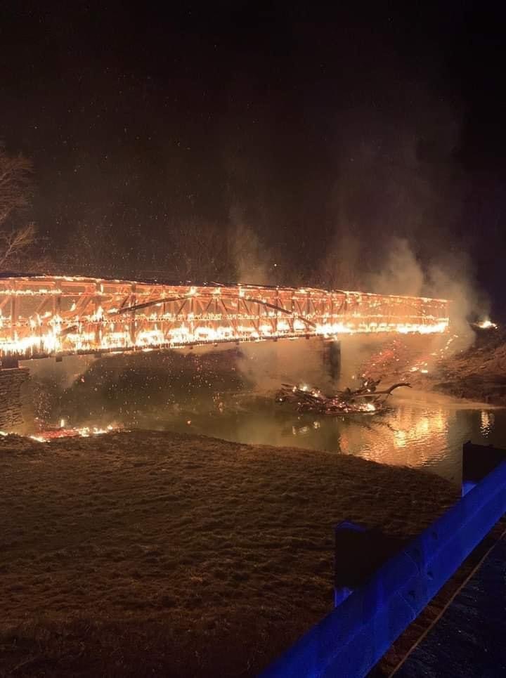 Shot of the Bridge on Fire