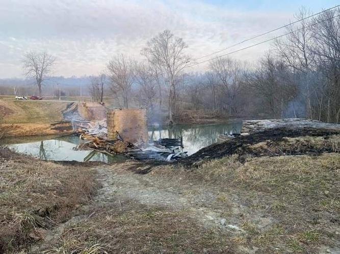 The Remains of the Bridge Still Smoldering