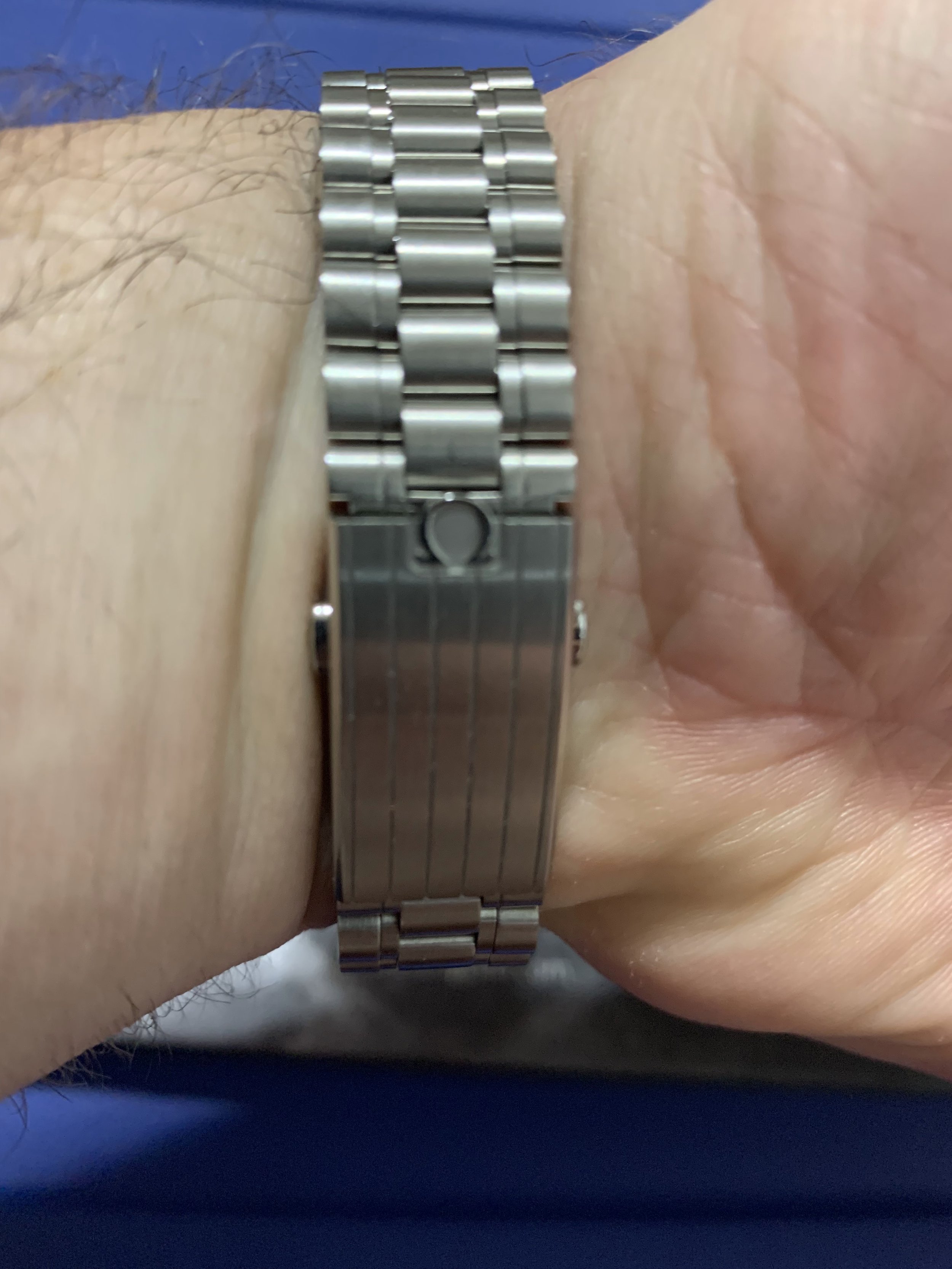 The watch's bracelet clasp. 