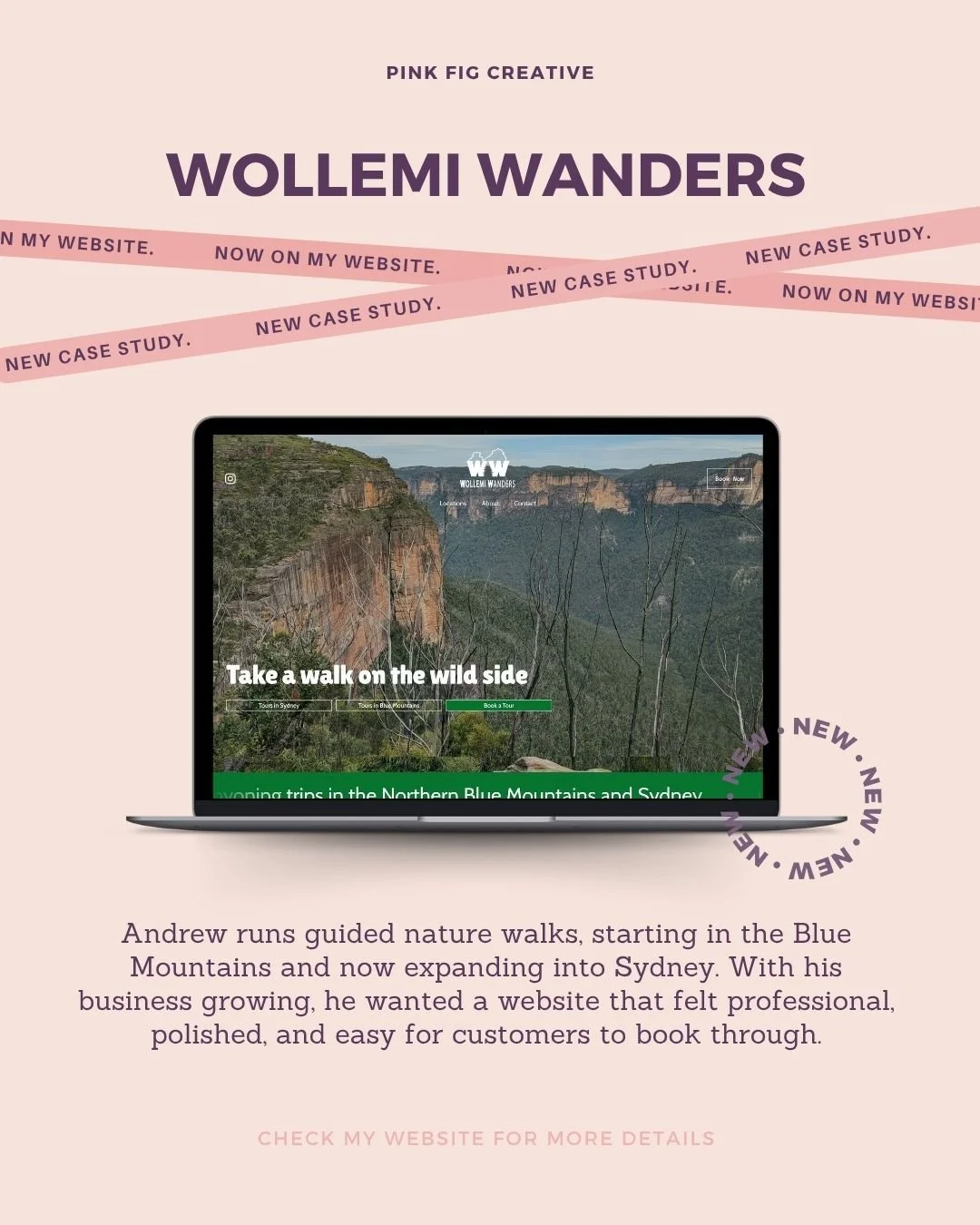 ✨ New case study: Wollemi Wanders ✨

Andrew runs guided nature walks in the Blue Mountains and has recently expanded into Sydney. With his business growing, he wanted a professional, polished website that made booking easy for his customers.

In just